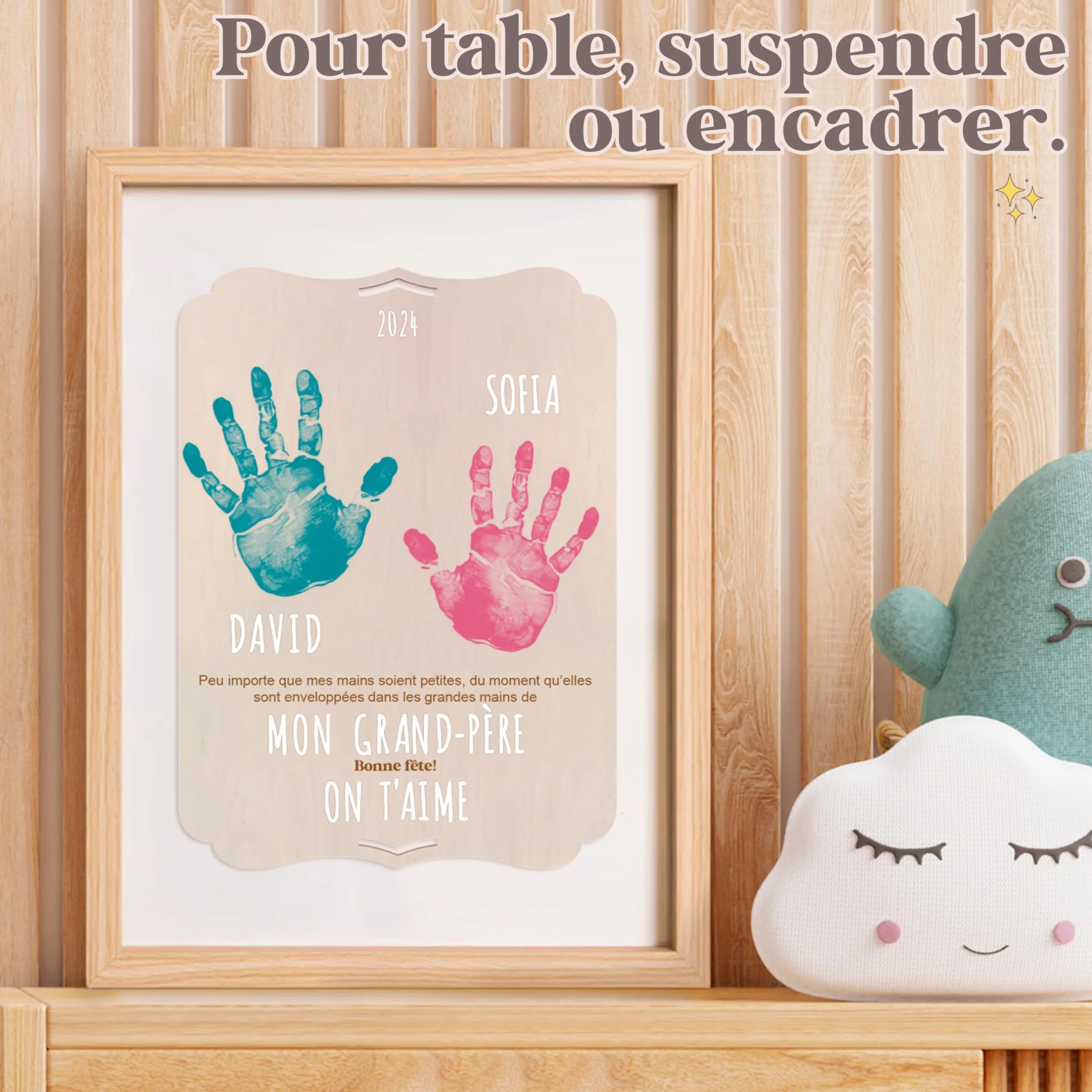 nagu® Cadeau personnalisé homme fête des pères avec empreinte main pied bébé