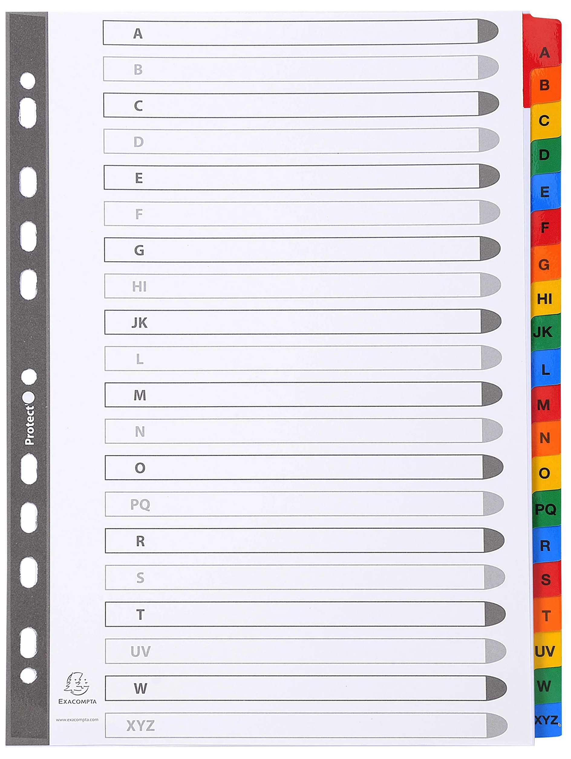 EXACOMPTA Jeu d'intercalaire alphabétique A4 20 positions en carte 170g onglets Mylar®
