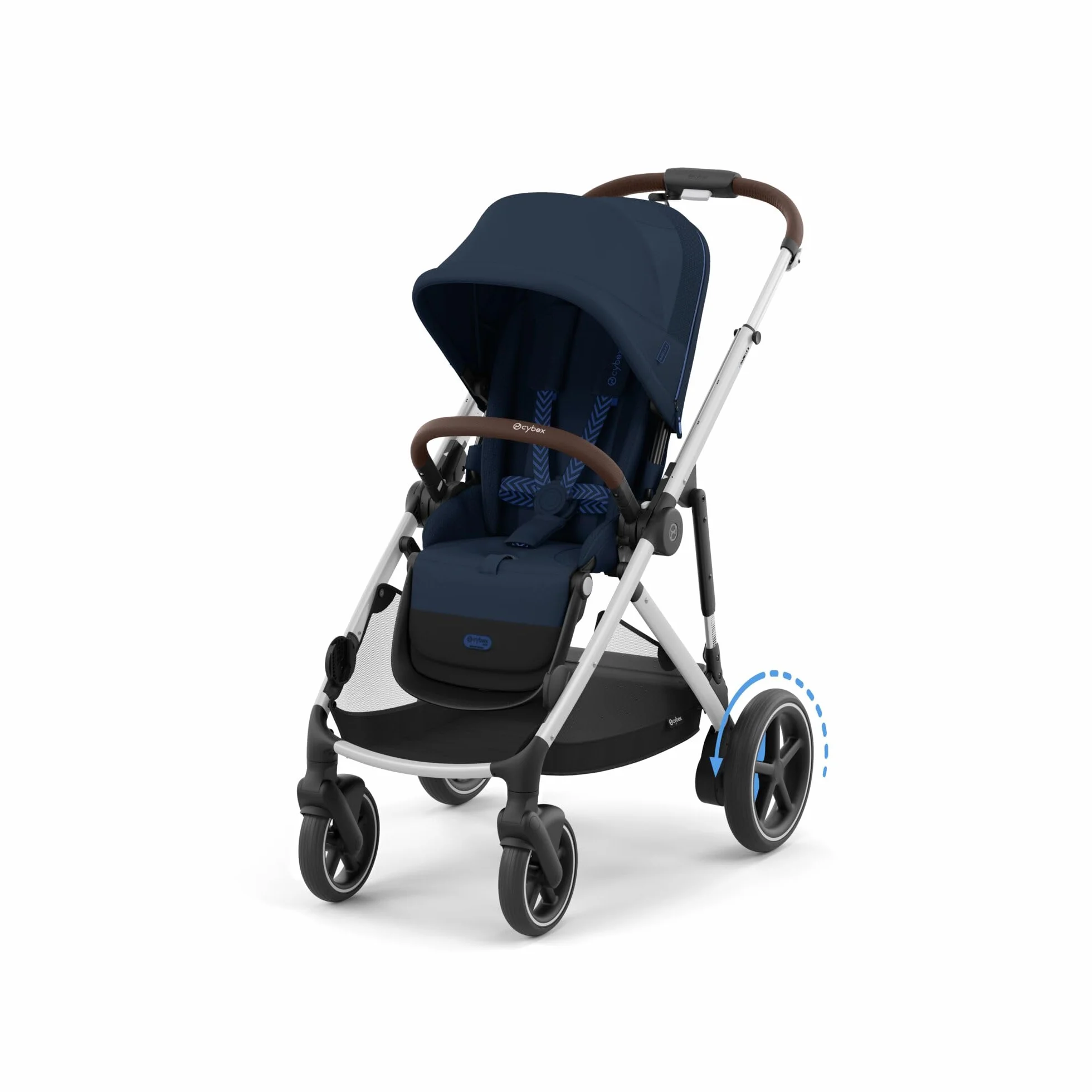 CYBEX Poussette Gold e-GAZELLE S, de la naissance à 4 ans, max 22 kg, système tout-en-1 avec propulsion électrique, bleu océan