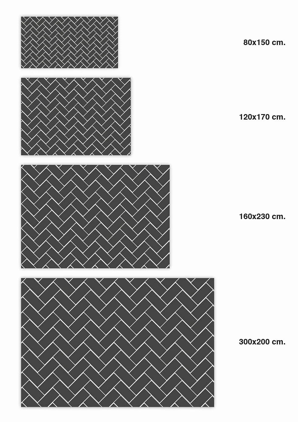 Panorama Tapis du Sol Cuisine Salle de Bain - Différentes Tailles - (Mosaïque de Brique Grise 100x140 cm)