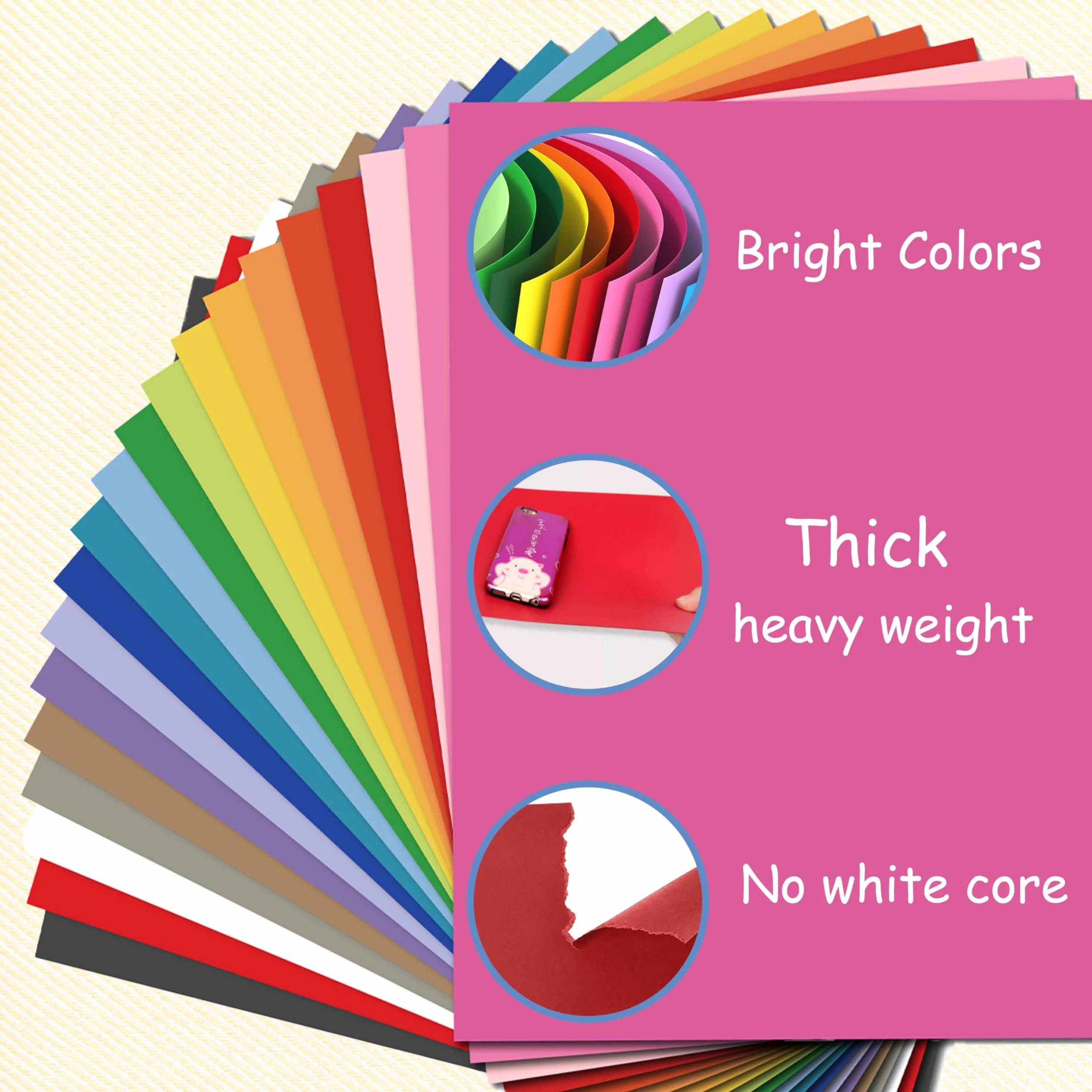 Papier cartonné coloré A4 230 g/m² Lot de 40 feuilles pour cartes, scrapbooking et arts
