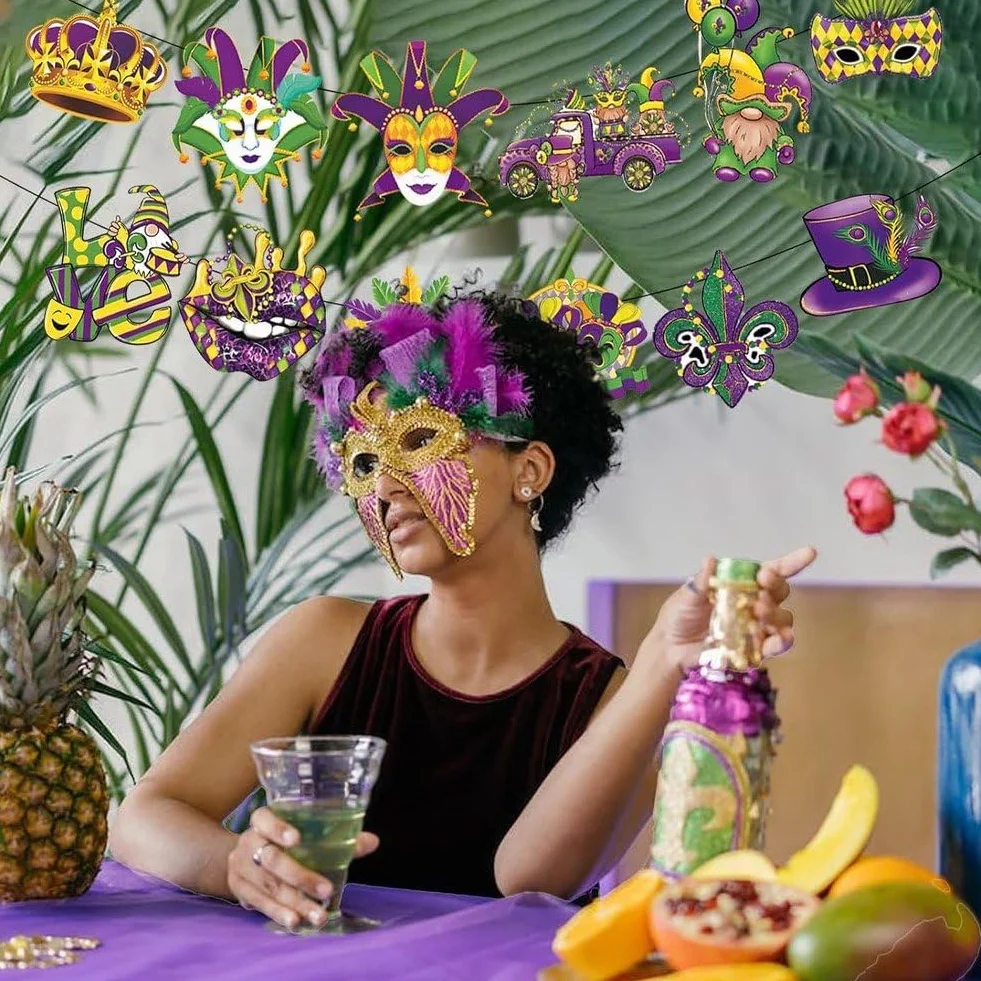 Mardi Gras Suspendus 36 Pièces Etiquettes Artisanales Carnaval Ornement Fête