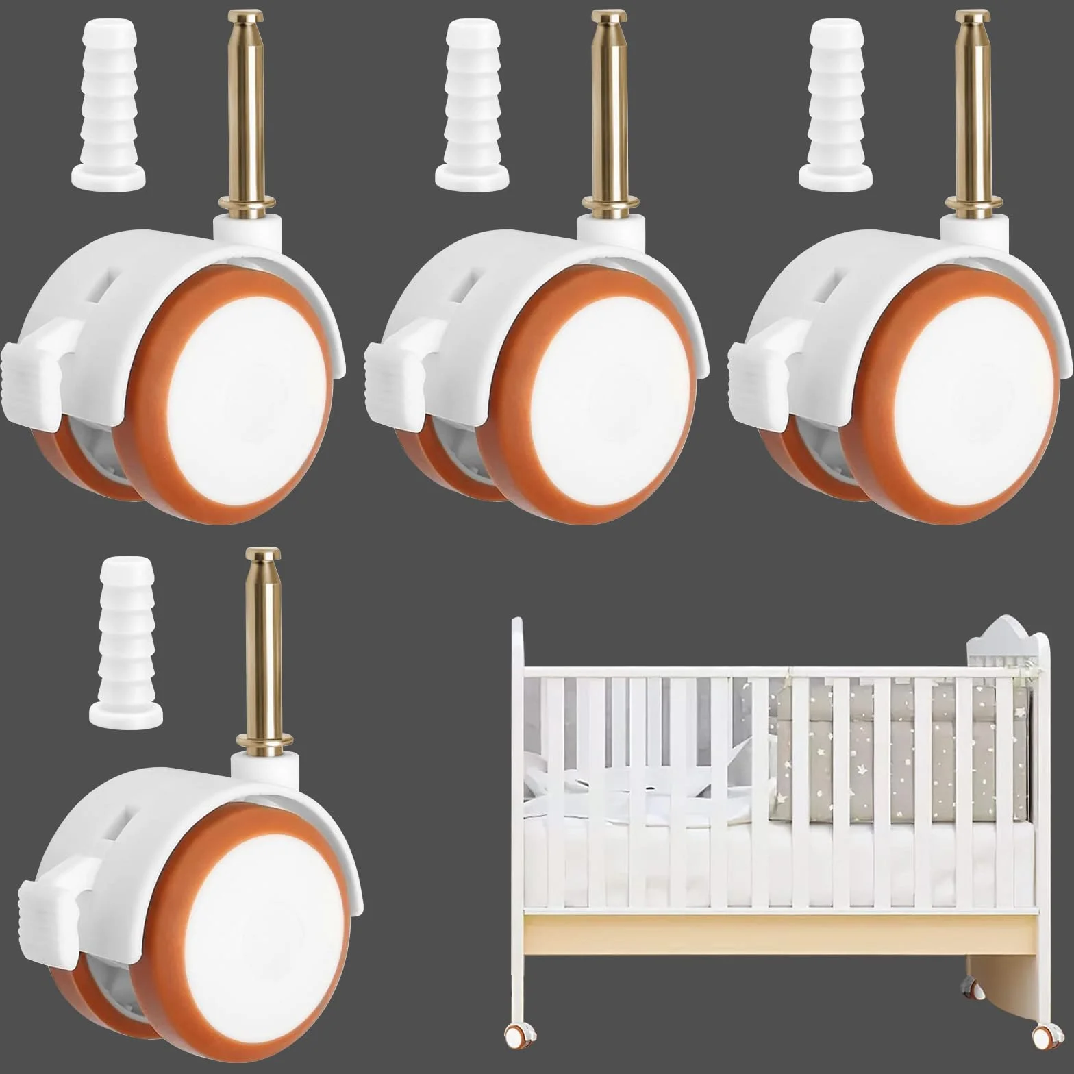 Roulettes pour Lits et Meubles d'Enfant 4 Pièces Blanc