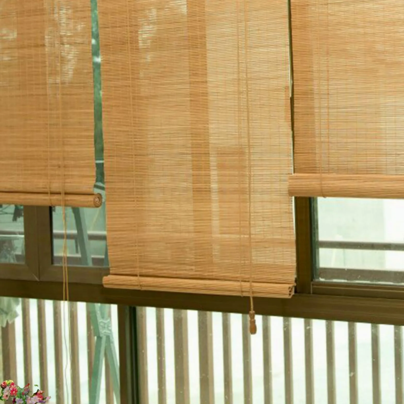 Rideau en Bambou Abat-Jour en Roseau Enroulable, Naturel, Rideaux De Protection, Rideau en Bambou Tissé À La Main, Stores De Patio Pare-Soleil, Stores D'intimité Enroulables Extérieurs (Color : C, S
