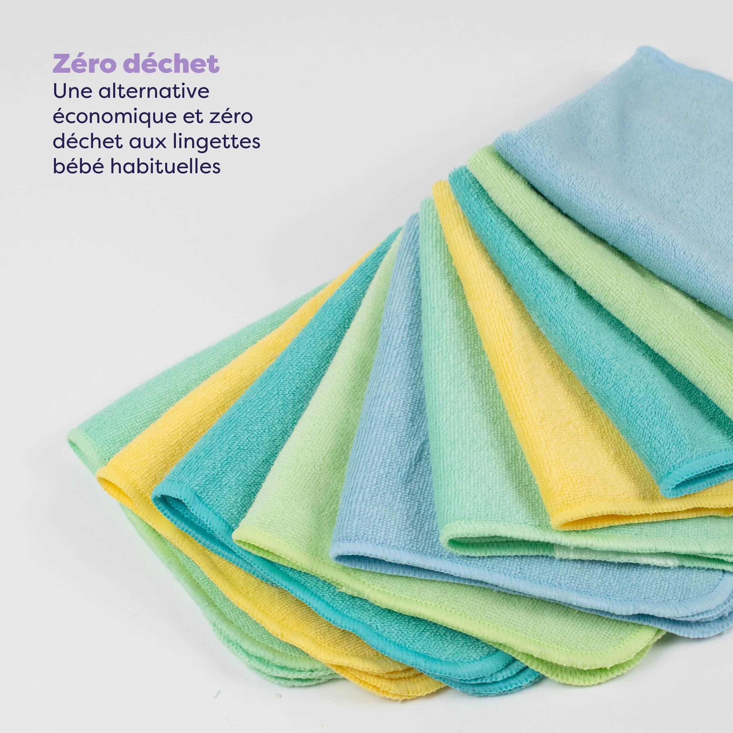 Bambino Mio Lot de 10 Lingettes bébé réutilisables PASTELS lavables peaux sensibles séchage rapide résistantes