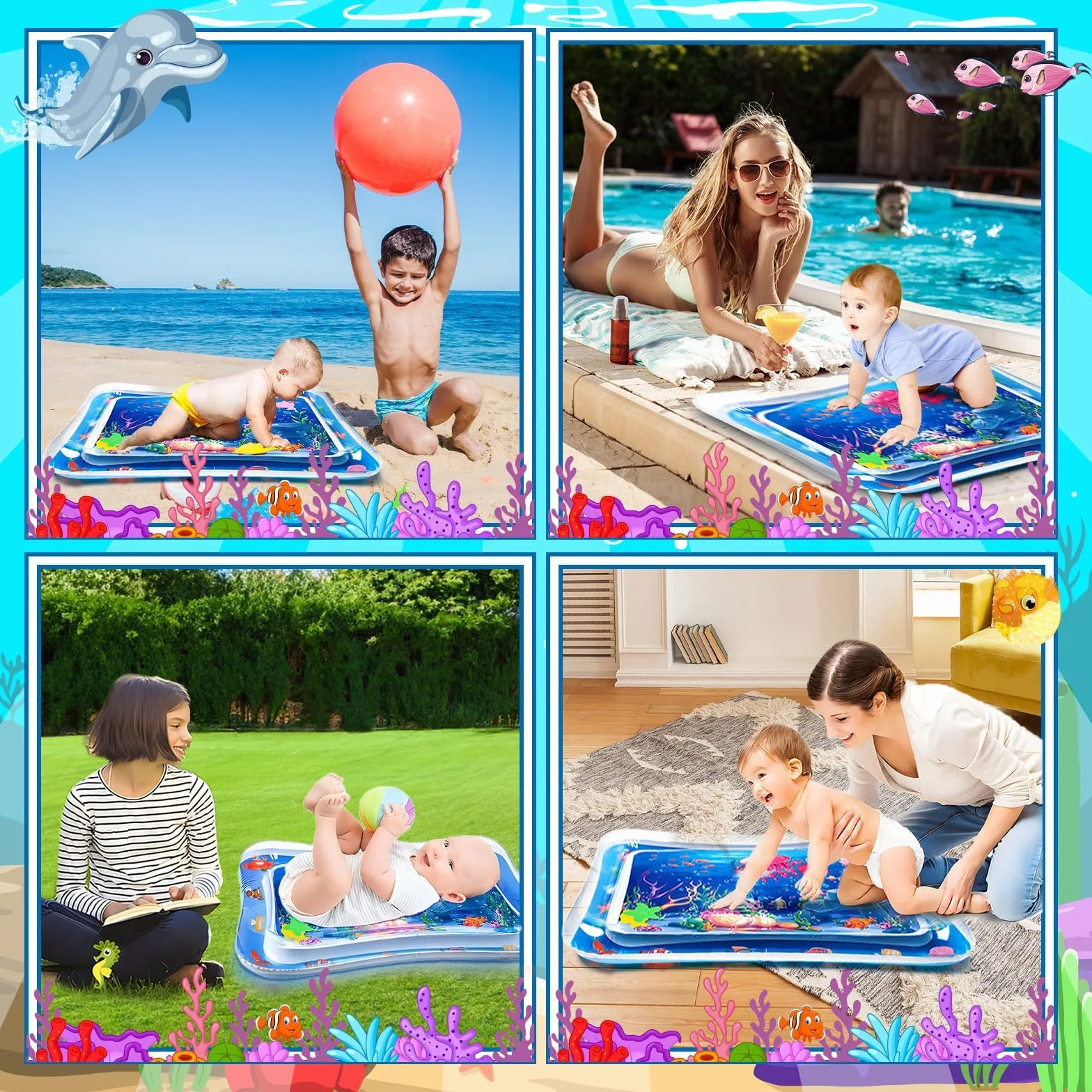 Tapis de Jeu Aquatique Gonflable Sans BPA pour Bébés 0-3 ans