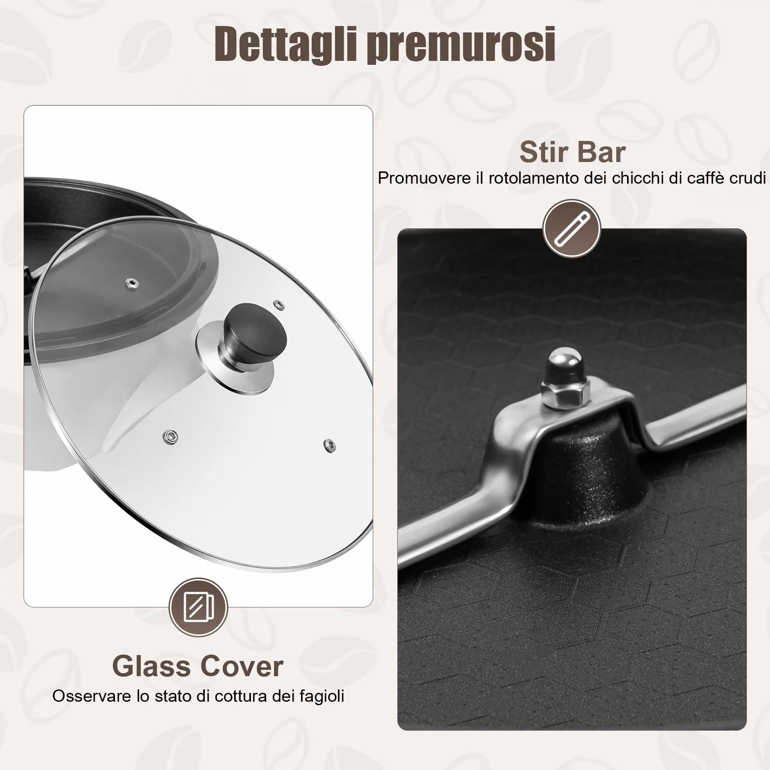 Torréfacteur à café domestique électrique 1200 W réglable 0-240 °C avec minuterie