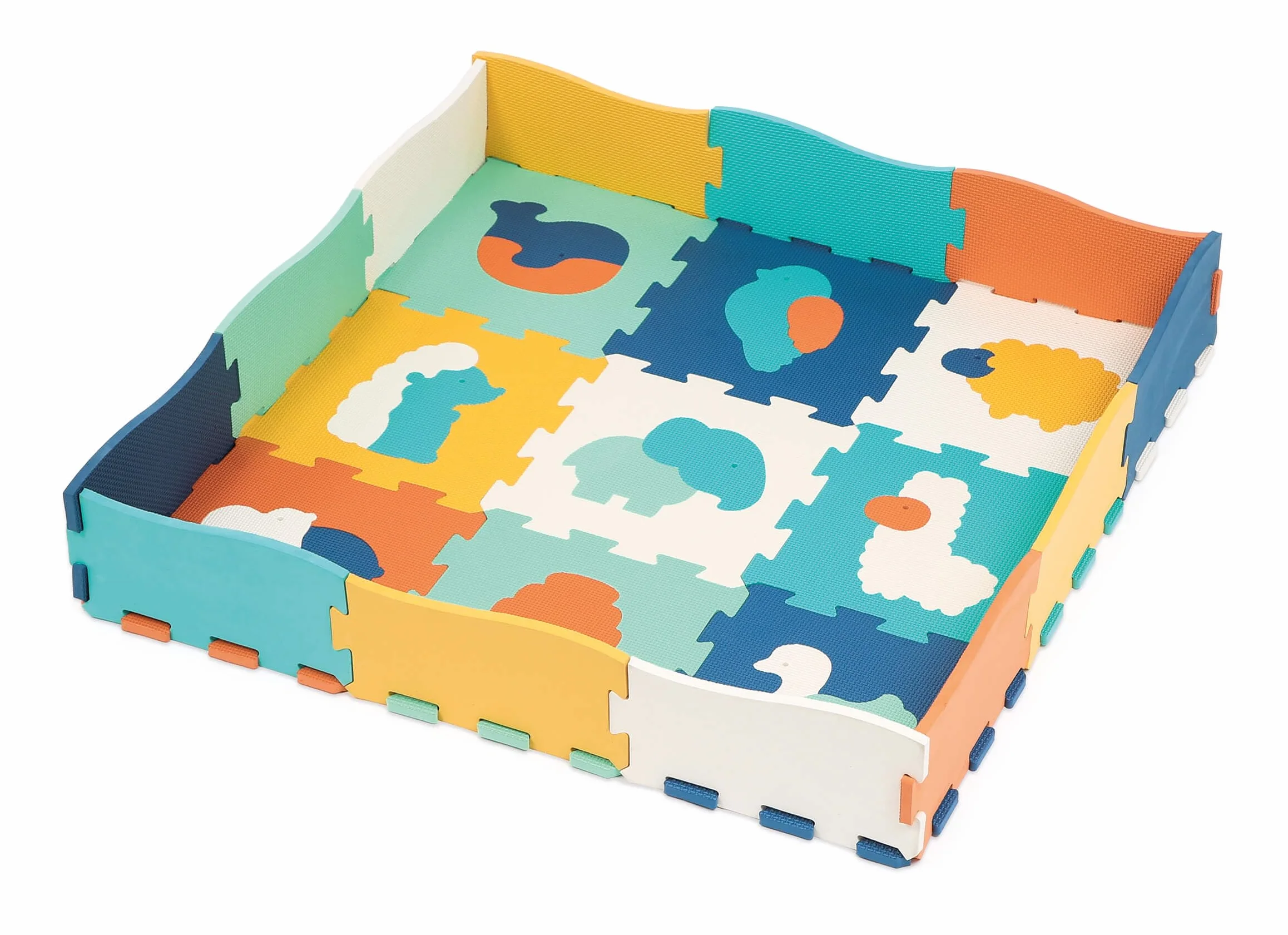 Tapis Bords Et Coins Jeu D'Encastrement 25 Dalles Mousse Animaux 20x120x1,2 cm Éveil Bébé
