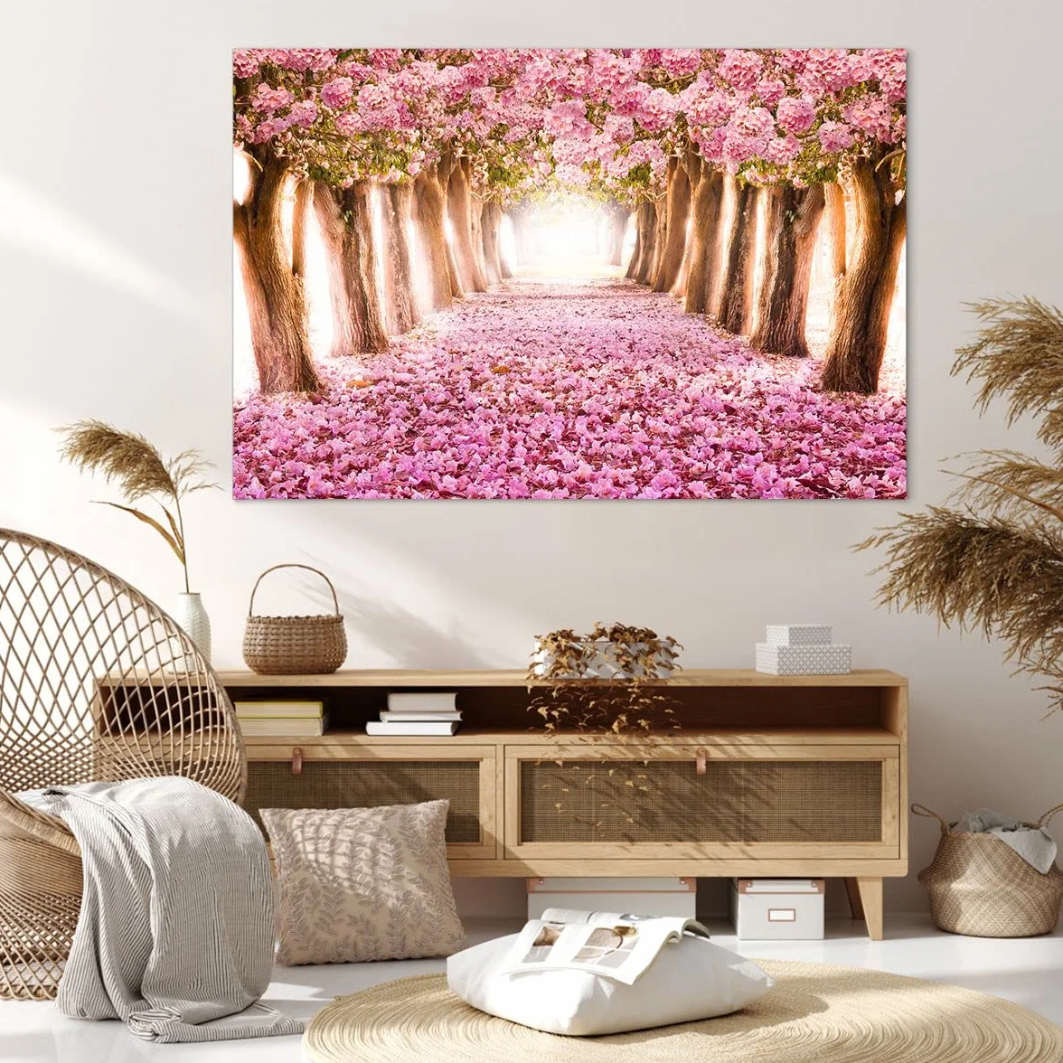 Deco Cadre Décoration Salon Arbre fleurs cerise nature Moderne Impression sur Toile 120x80cm Tableau Decoration Murale Chambre Horizontal Art Wall Grand Tableaux Decoratifs Muraux