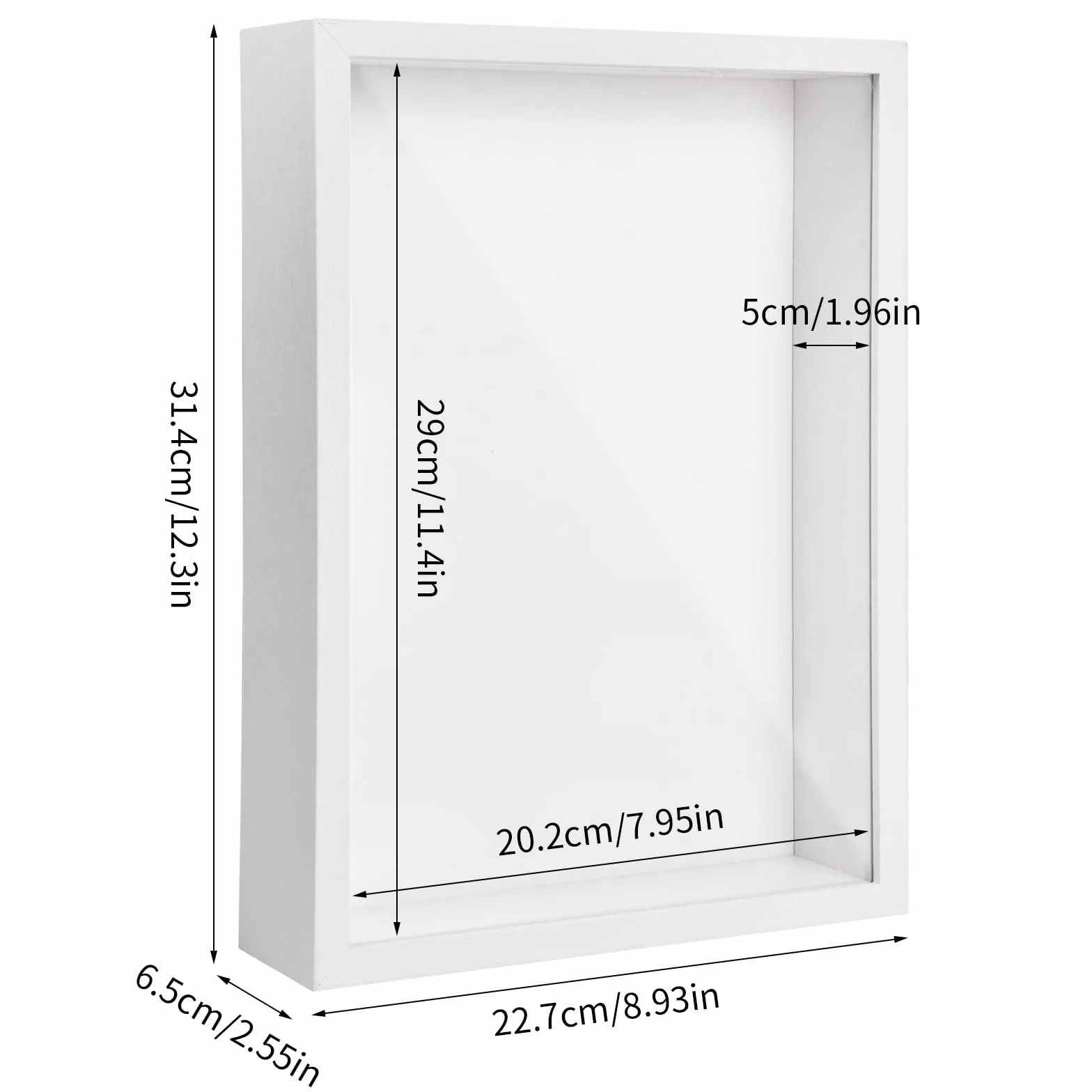 Cadre Photo 3D A4 22,7x31,4cm Profondeur 5cm Bois Cadre Boîte d'Ombre pour Photos Fleurs Souvenirs Médailles