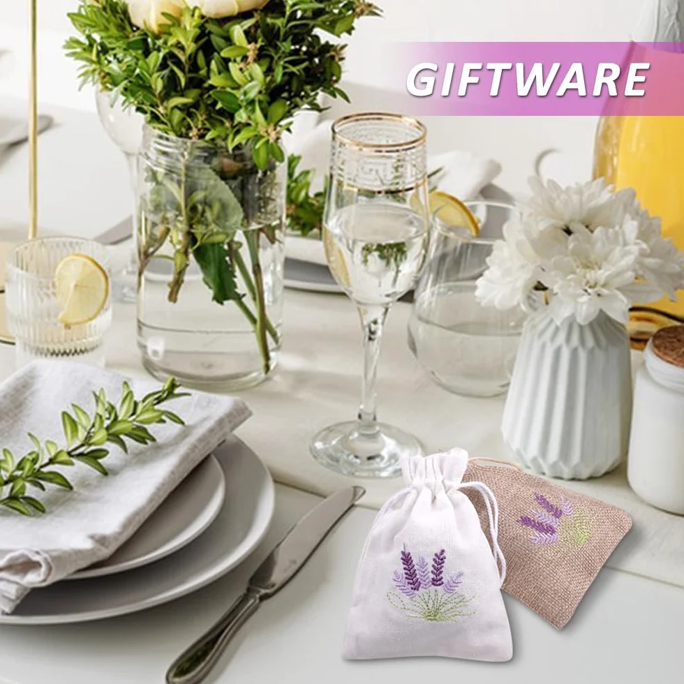 Sachet Lavande Vide 10 x 14 cm Blanc et Lin pour Armoires Tiroirs Vêtements Voyage