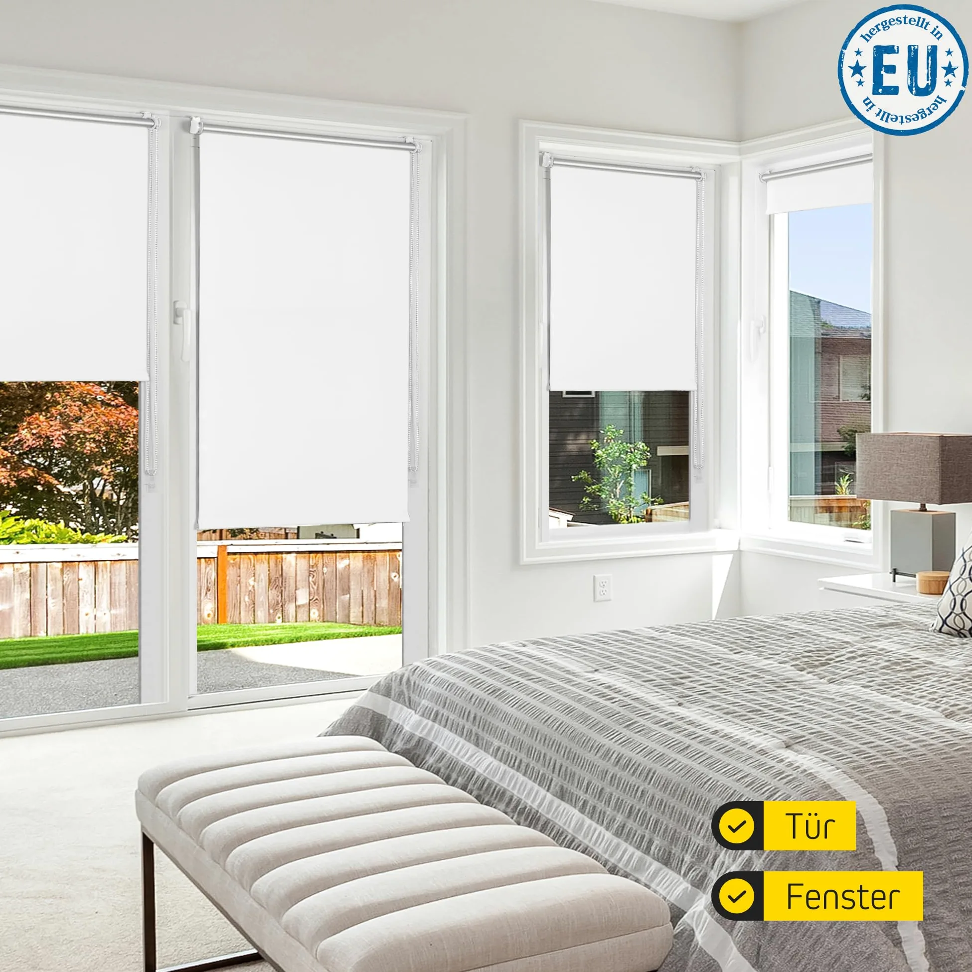 Jalousiescout Store Thermique sans perçage, Store á Fixation á la Pince avec revêtement Thermique, Store d'obscurcissement, Protection Solaire Protection visuelle, 60 x 220 cm, Blanc