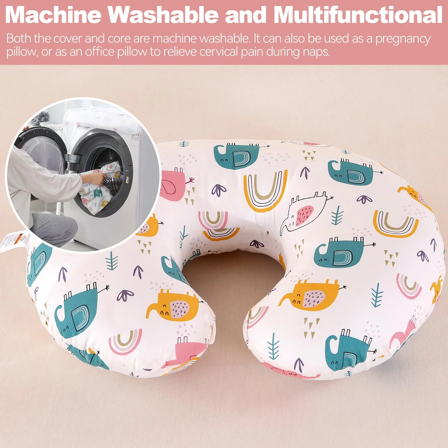 Labtec Coussin d'allaitement Bébé, Oreiller avec Housse Amovible 100% Coton