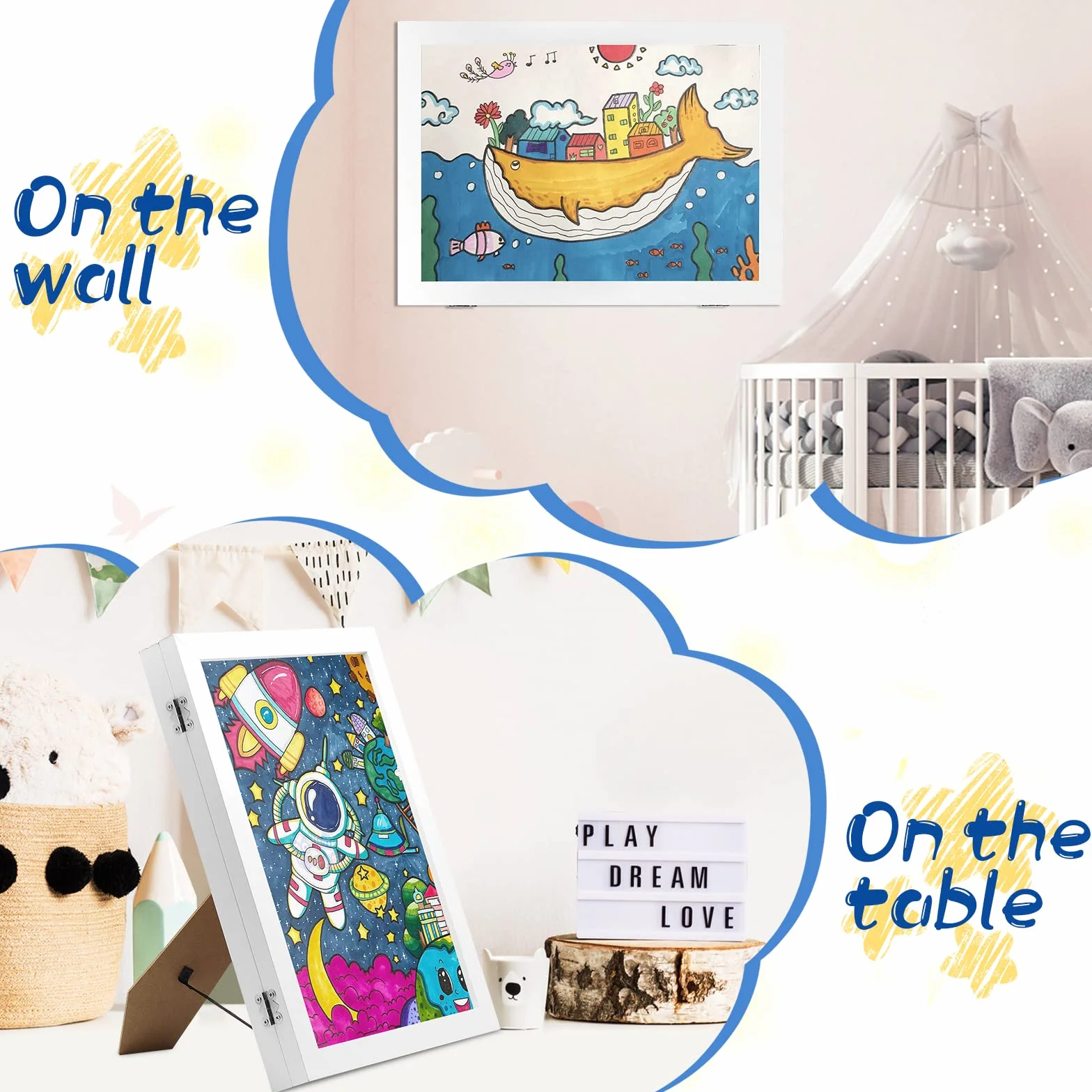Cadre Photo A4 Blanc pour Dessin Enfant