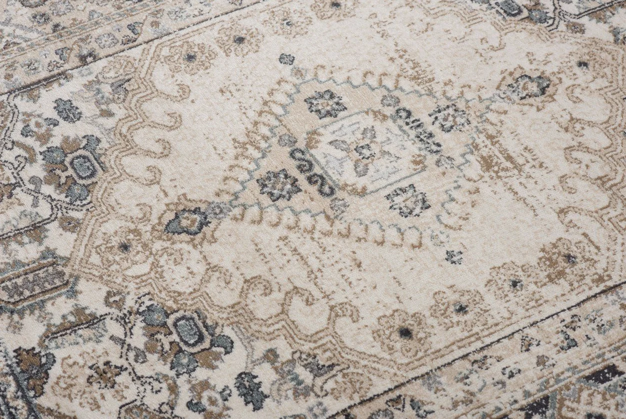 Carpeto Grand Tapis Couloir 250x350cm Crème Classique Doux Chauffage au Sol | Tapis pour Entrée Cuisine Bureau Salon Chambre Salle à Manger Beige Facile D'entretien Résistant aux Détergents Poils Courts