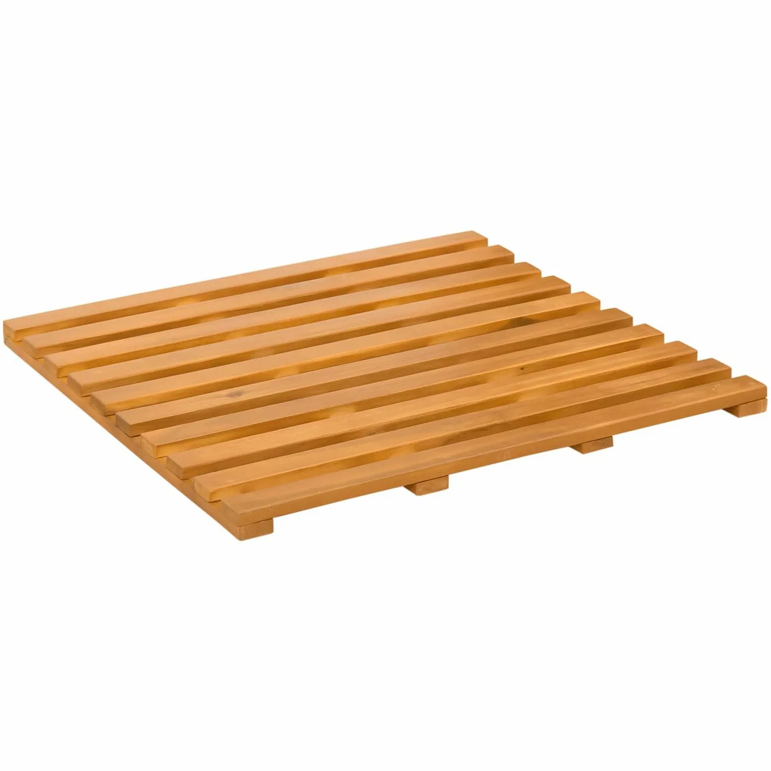 Lot de 2 tapis de bain uni, marron, en bois, 50 x 48 x 2,5 cm, antidérapant, absorbant, avec design ventilé, pour salle de bain, douche, sauna, chambre d'amis, protection confortable contre l'humidité
