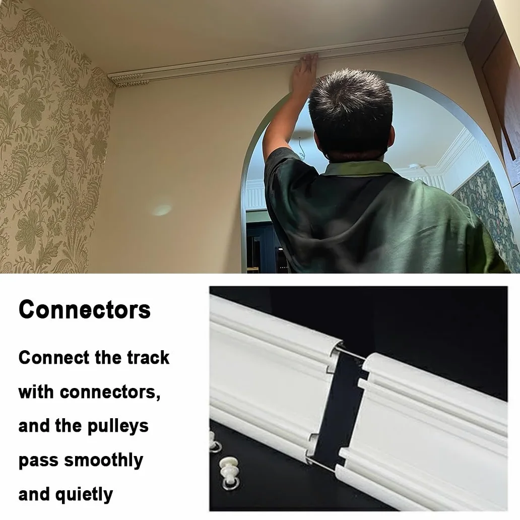 Rail De Rideau Double Pour Fenêtre, Rail Rideaux Plafond Longueur De 50 À 600 Cm, Rail De Plafond En Aluminium Métal Blanc Pour Diviseur De Pièce(110cm/3.6ft)