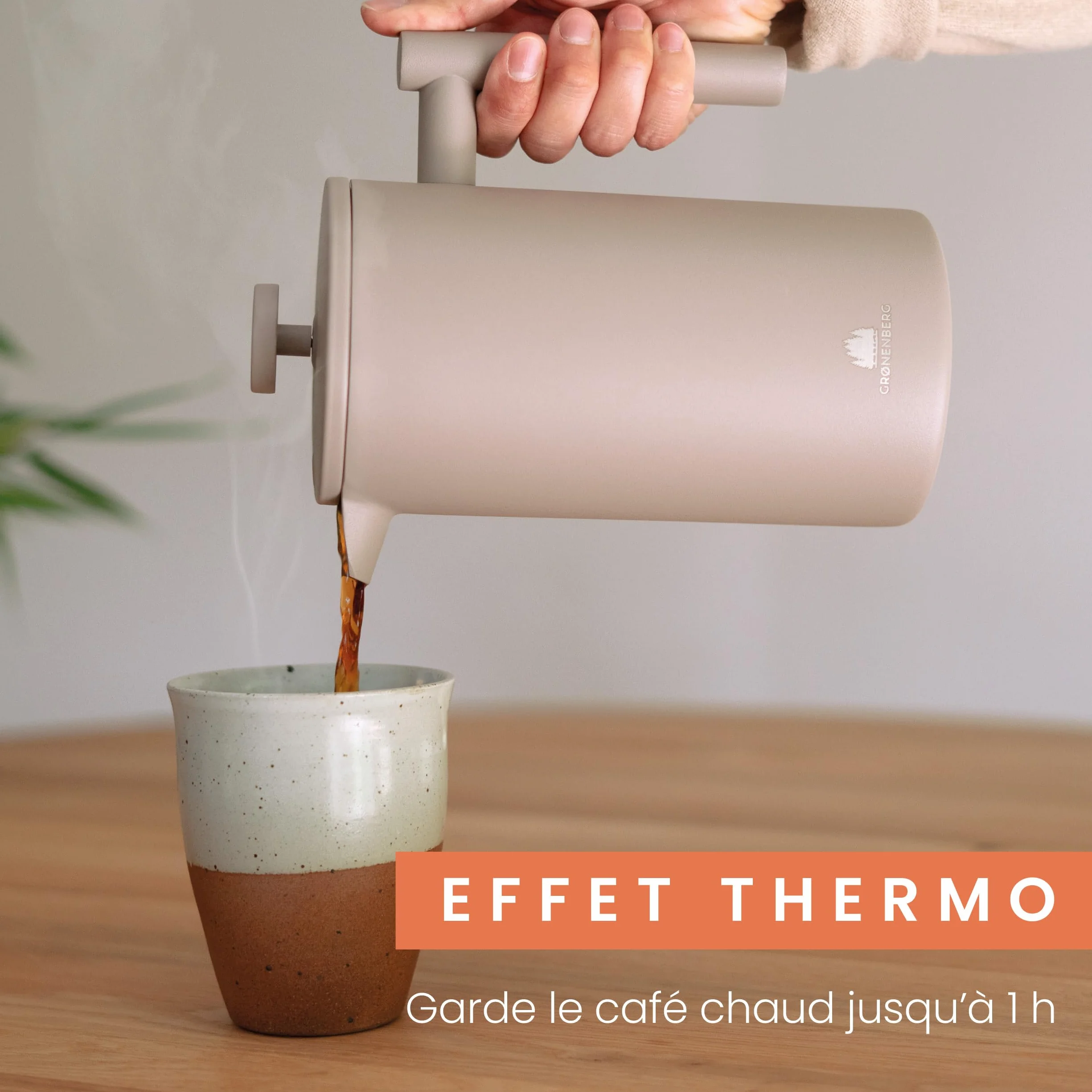 Groenenberg Cafetière à piston en acier inox French Press Earth 1 litre