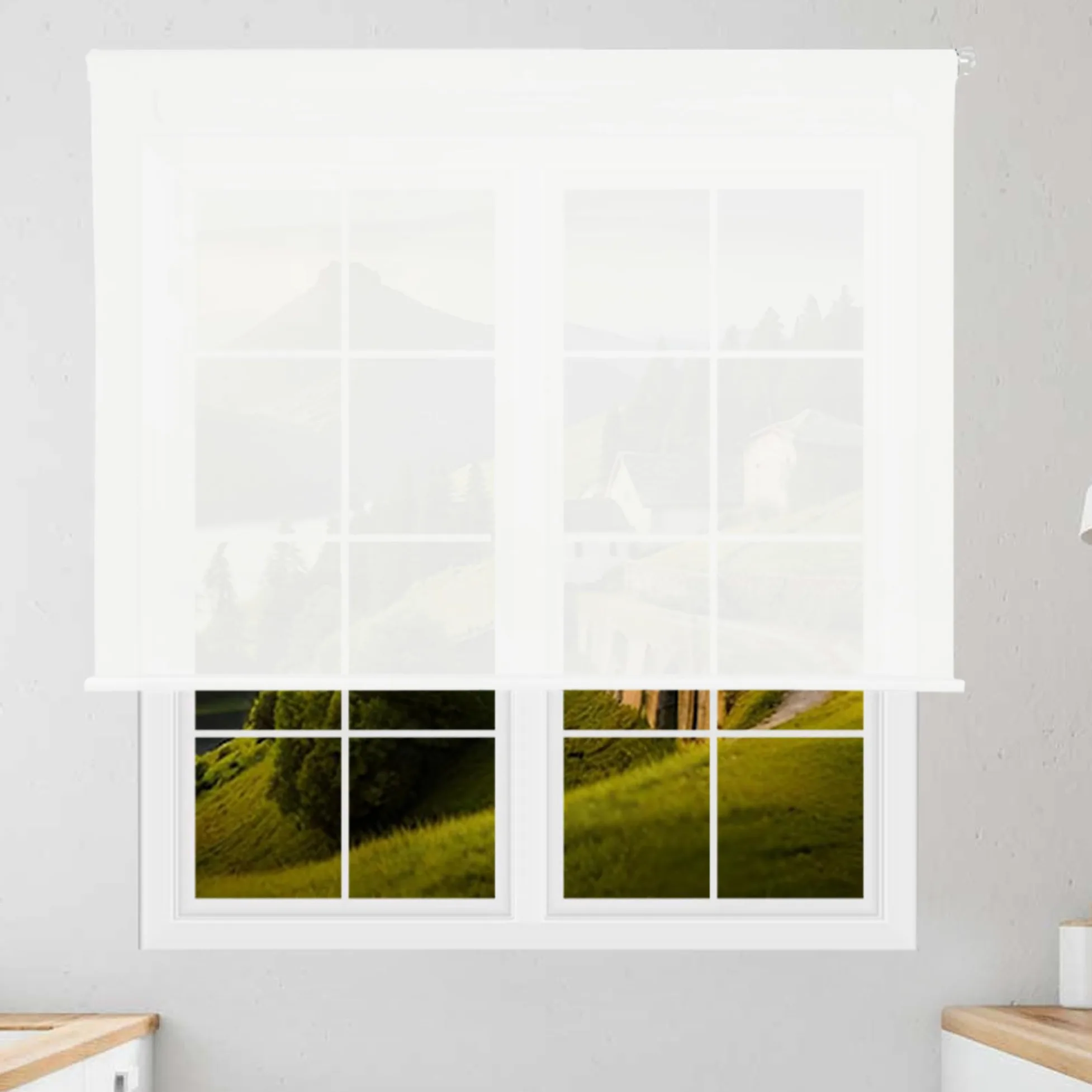Store Enrouleur translucide uni Blanc 180 x 120 cm Dimensions du Tissu 177 x 115 cm