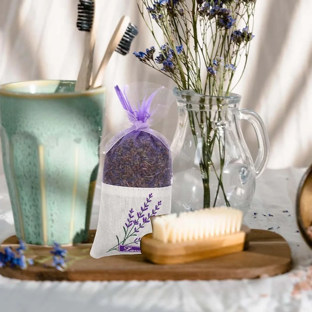 Sachet Lavande Vide avec Rubans Cordon de Serrage, Tissu Parfumé Armoire Anti Mite
