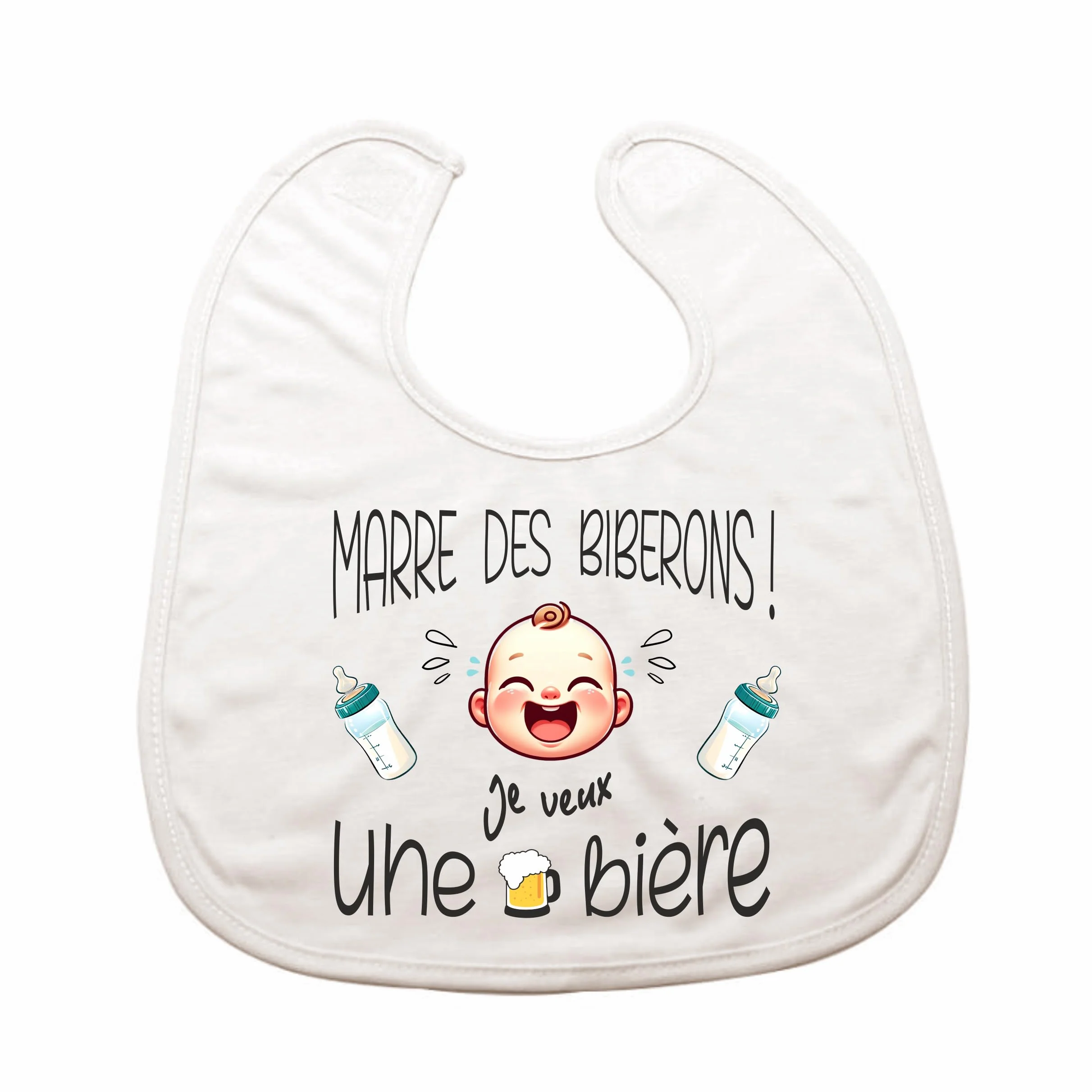 Grand Bavoir Bébé Avec Pochette Cadeau Humour Blanc Taille Unique