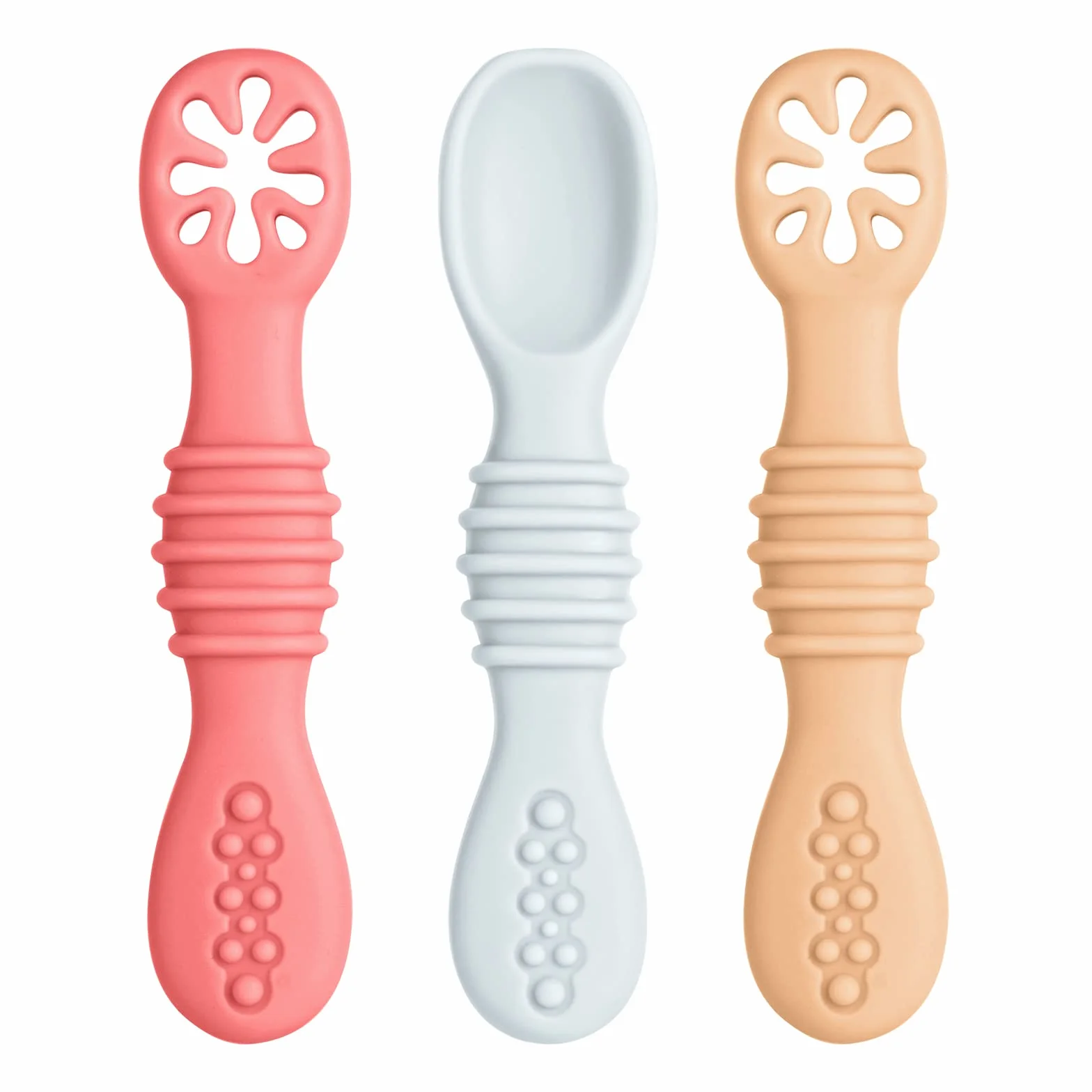 Cuillères D'apprentissage pour Bébé en Silicone, 3pcs Ustensile Dentition Première Étape - Vicloon