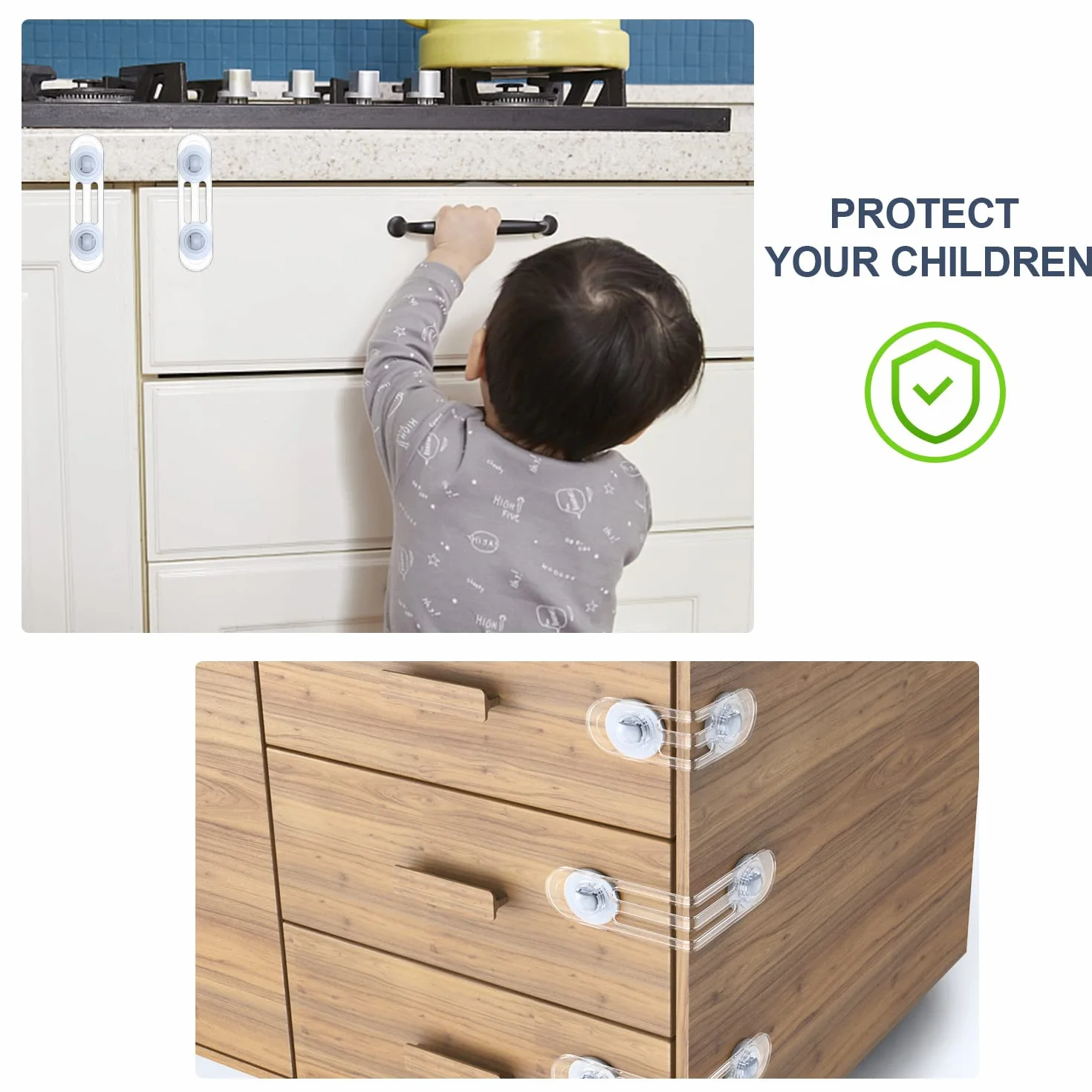Kimsky Sécurité Bébé Porte 12 Pièces Bloque Porte Fenêtre Sans perçage Transparent