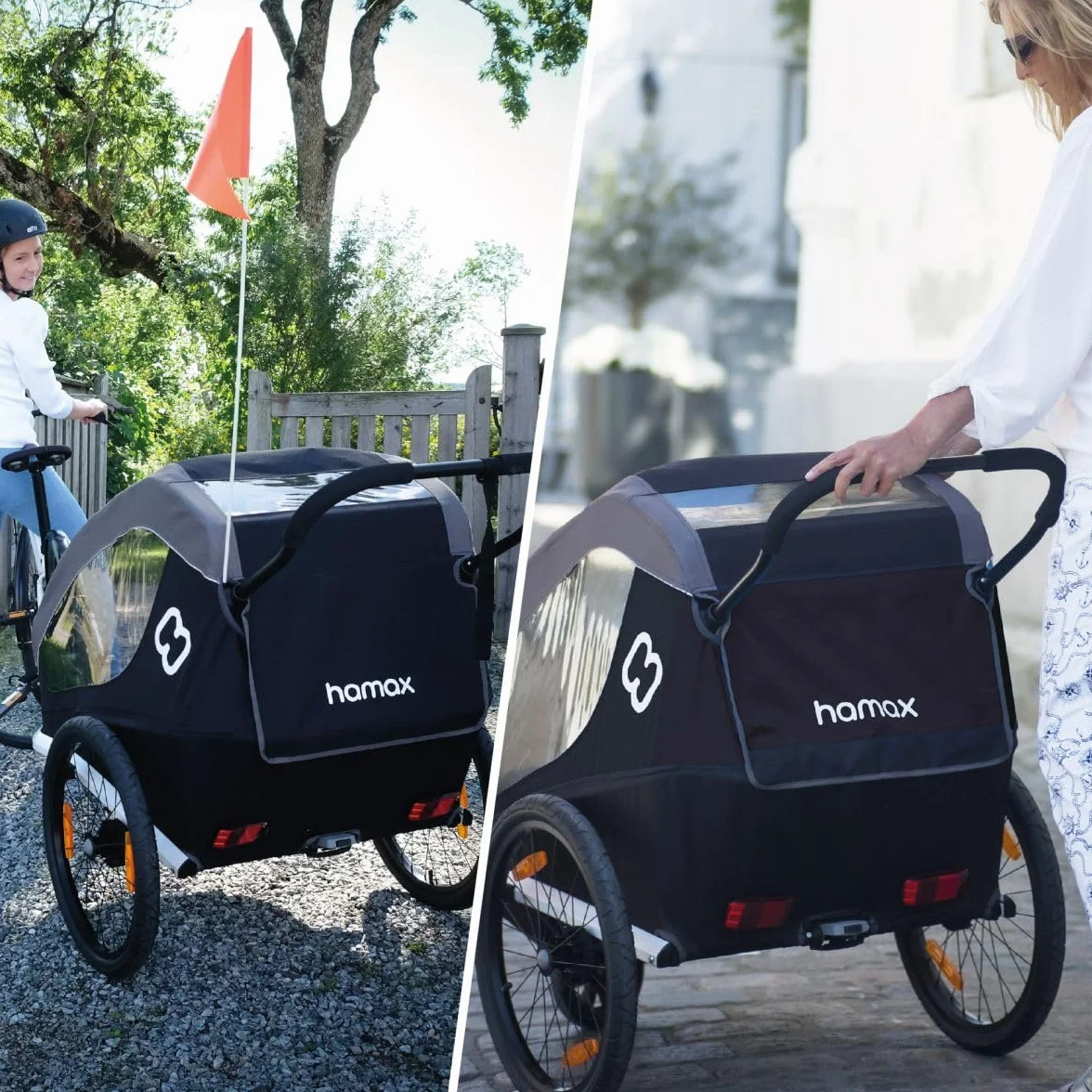 Hamax Remorque Traveller 2 Places Vélo Poussette Harnais 5 Points Pliable Enfants 22 kg