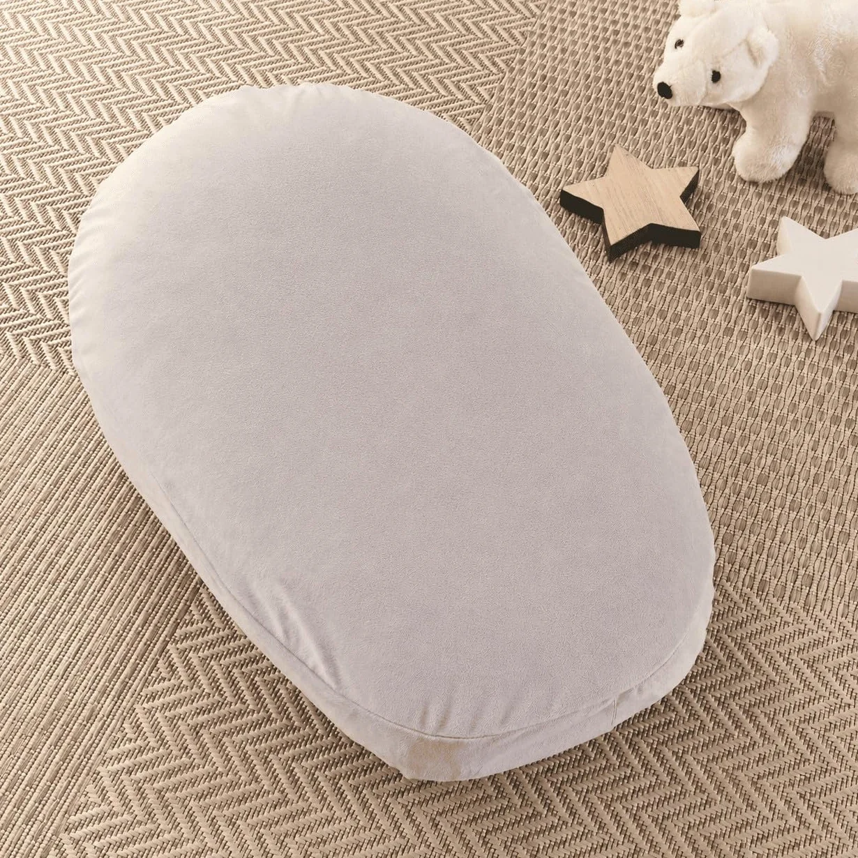 Coussin de Maternité Évolutif 3 en 1 Babysom Pack XXL 170cm - Coussin d'allaitement + Housse Étoile Gris + Charlotte Polaire - Certifié Oeko-Tex