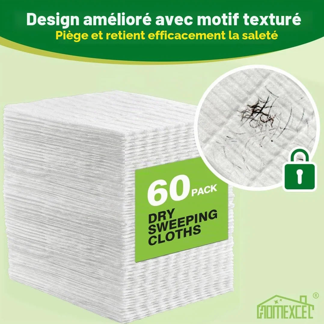 HOMEXCEL recharges de balayage sec compatibles Swiffer Sweeper 64 pièces 20,3 x 26,4 cm