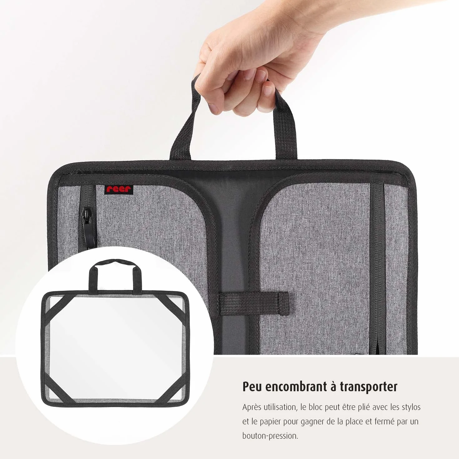reer TravelKid Play Tapis de coloriage imperméable anti-taches gris voyage léger stable