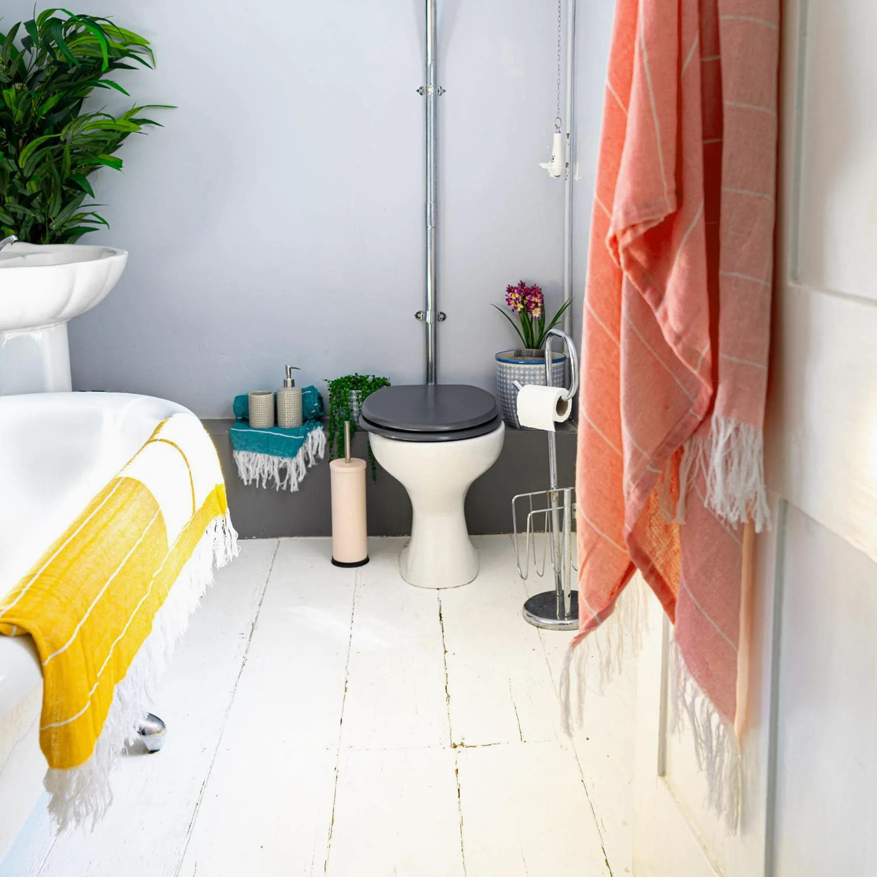 Nicola Spring Serviettes de Bain en Coton Turc - Légard Peshtemal Fouta de Plage légère - 173 x 92 cm - Cantaloup/Moutarde - Pack de 4