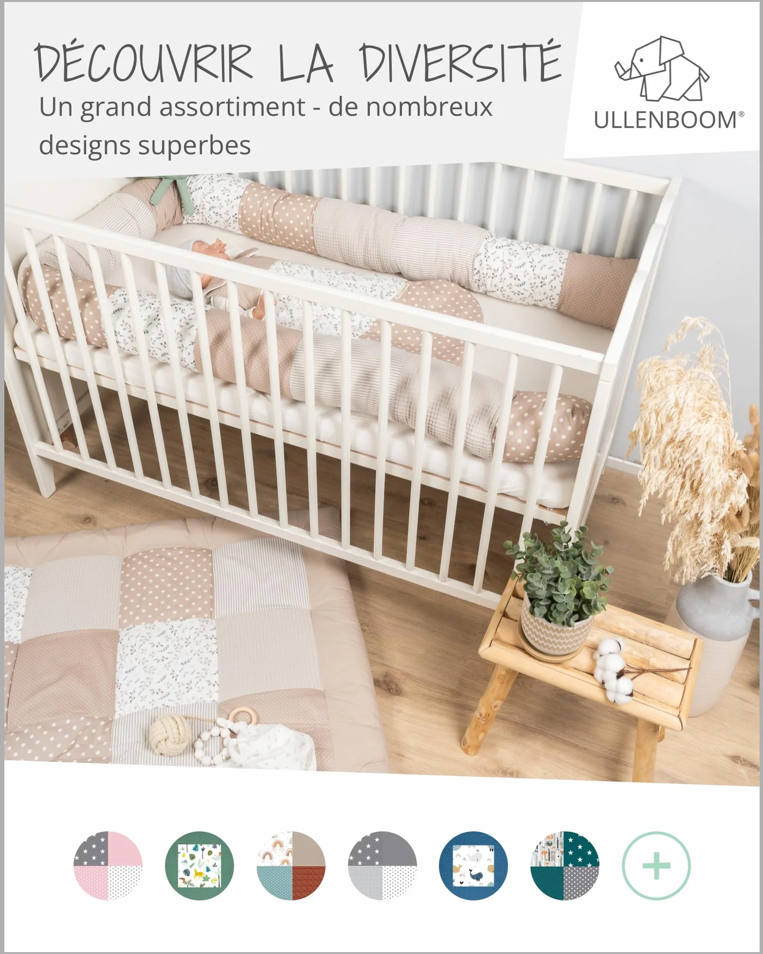 ULLENBOOM Tapis d'Éveil Bébé 120x120 cm OEKO-TEX Épais Rembourré Motricité Sol Enfant Fleur de sable