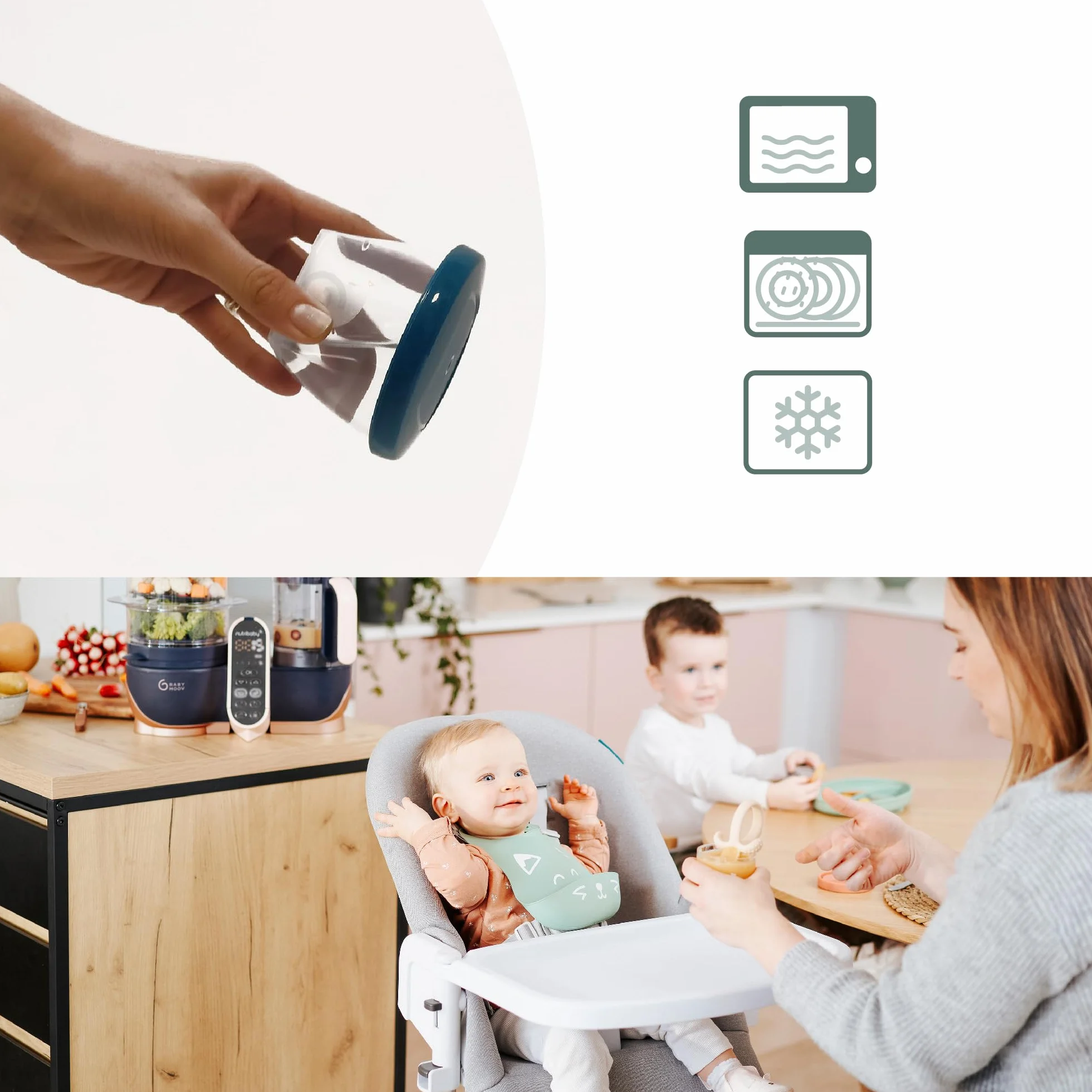 Babymoov Babybols Lot de 6 Pots de Conservation pour Bébé 250ml, Gradués, Sans BPA, Hermétiques