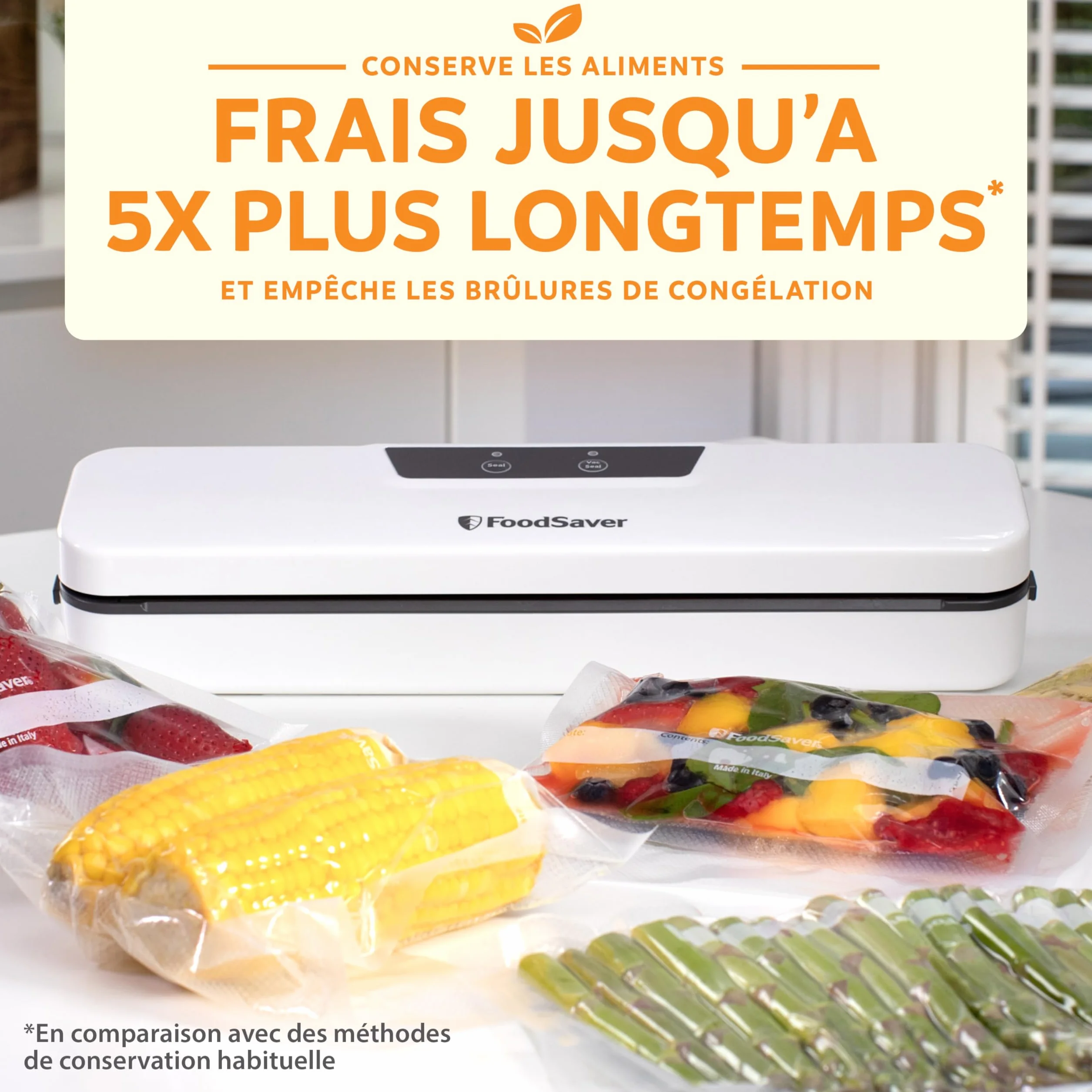 FoodSaver Appareil de mise sous vide avec design compact VS0290X 5 sacs