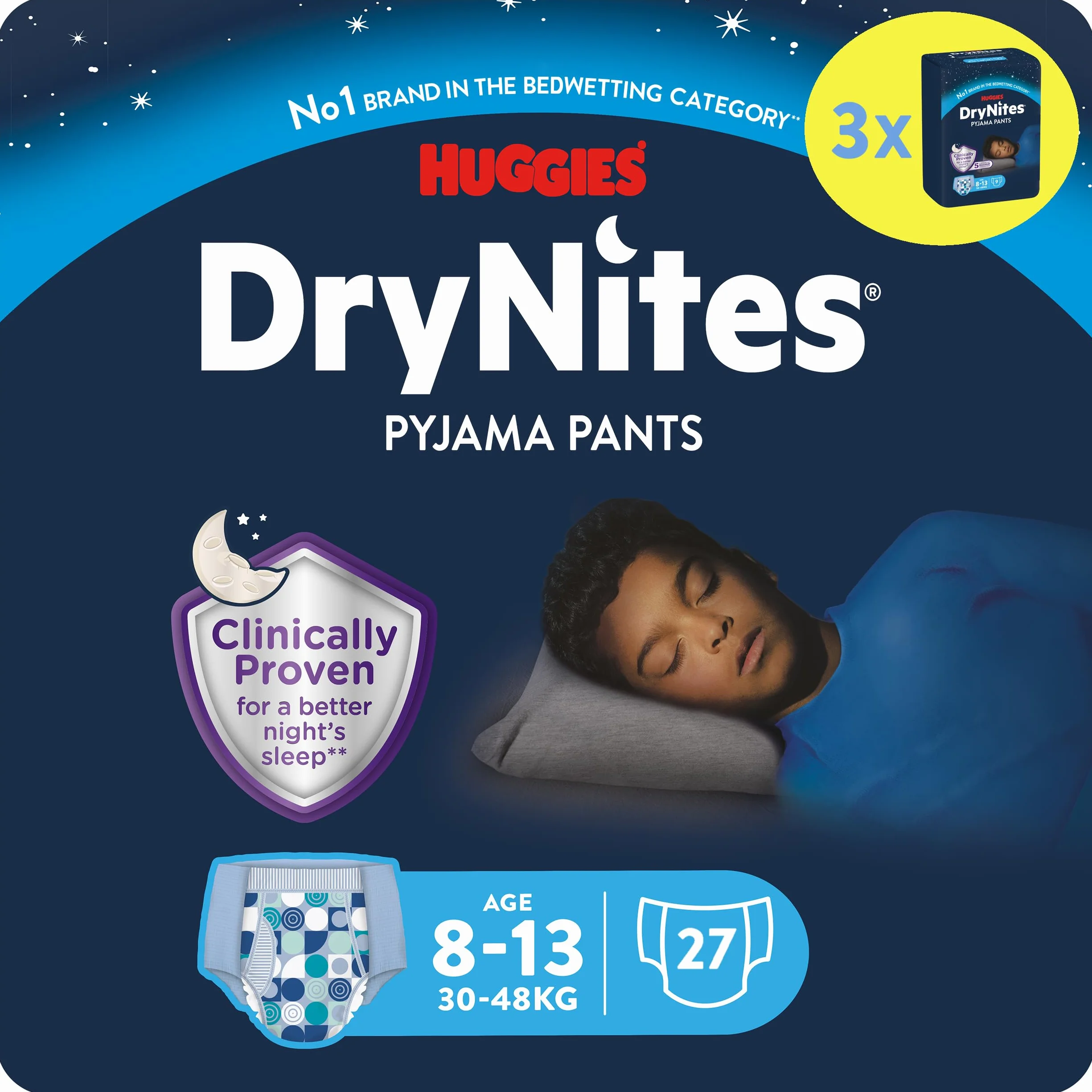 Huggies Drynites Culottes Absorbantes Nuit Taille L 27-57 Kg 27 Pièces