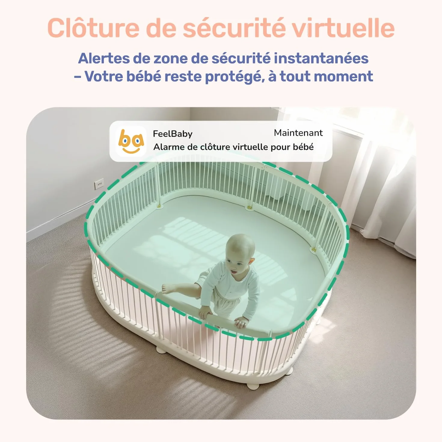 Babyphone Caméra Bébé 4" IPS Écran 1080P 360° Vision Nocturne Communication Bidirectionnelle Température VOX 300m Longue Portée Connecté Smartphone