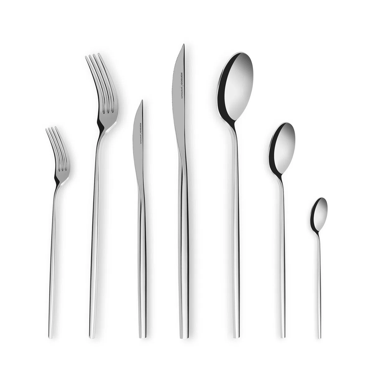 Karaca Mild Ensemble de couverts 84 pièces 316+ Premium pour 12 personnes, 18/10, Antirouille, Durable, Résistant à la corrosion, Passe au lave-vaisselle, Couverts de service