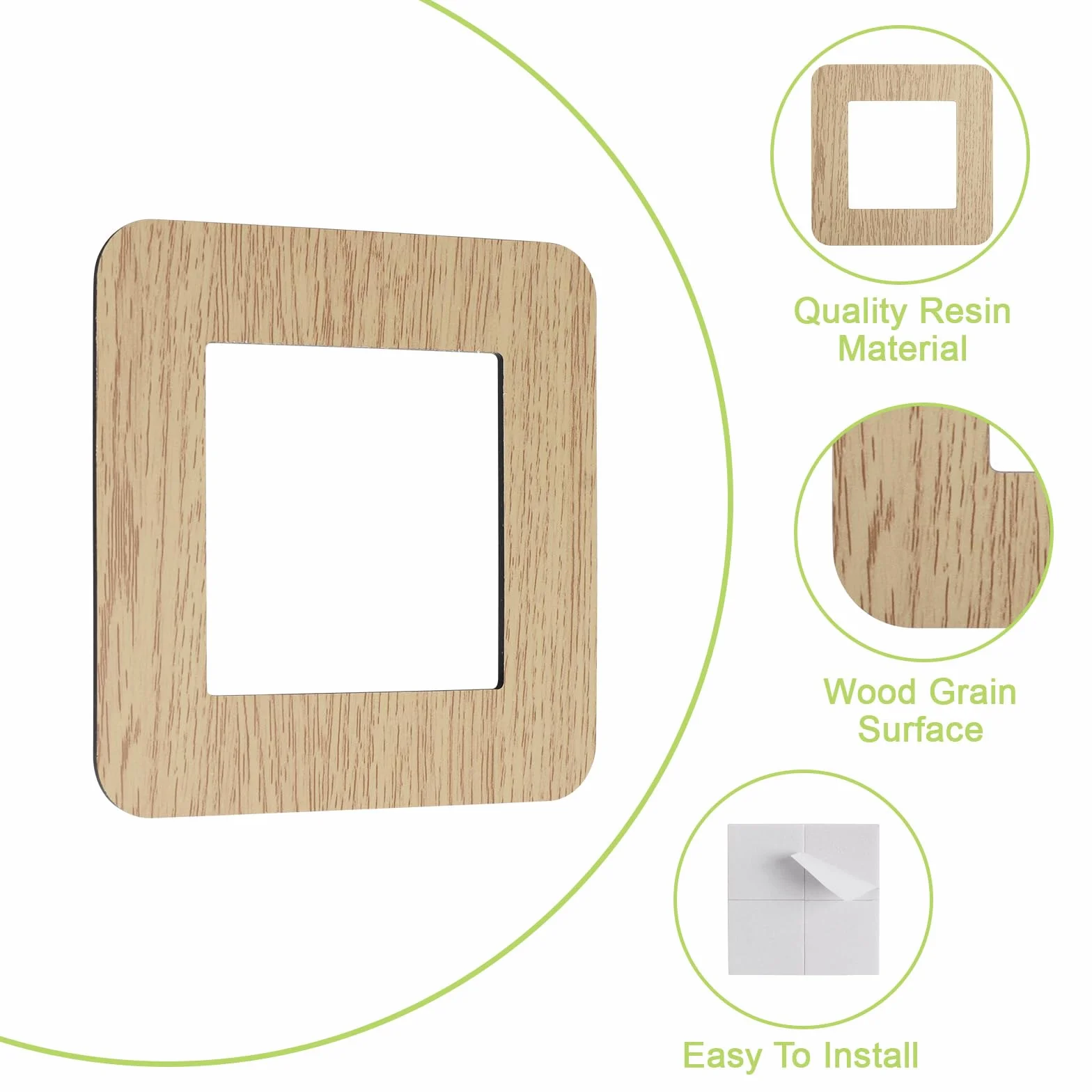 Caches de protection interrupteur mural à coller Lot de 4 Grain de bois Jaune clair