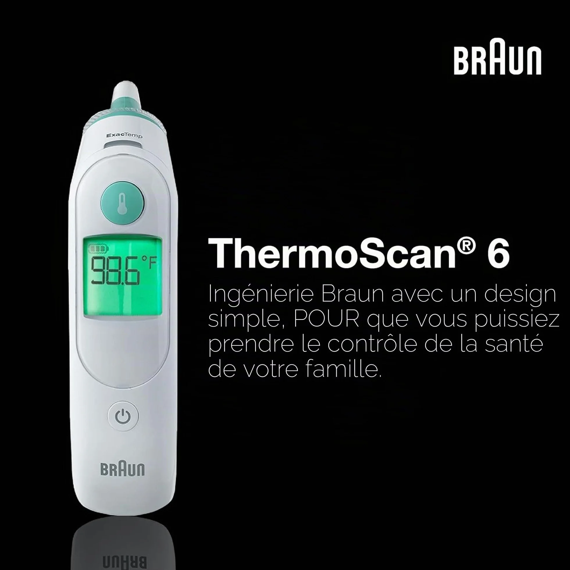 Braun ThermoScan 6 IRT6515 Thermomètre auriculaire numérique pour adultes bébés enfants