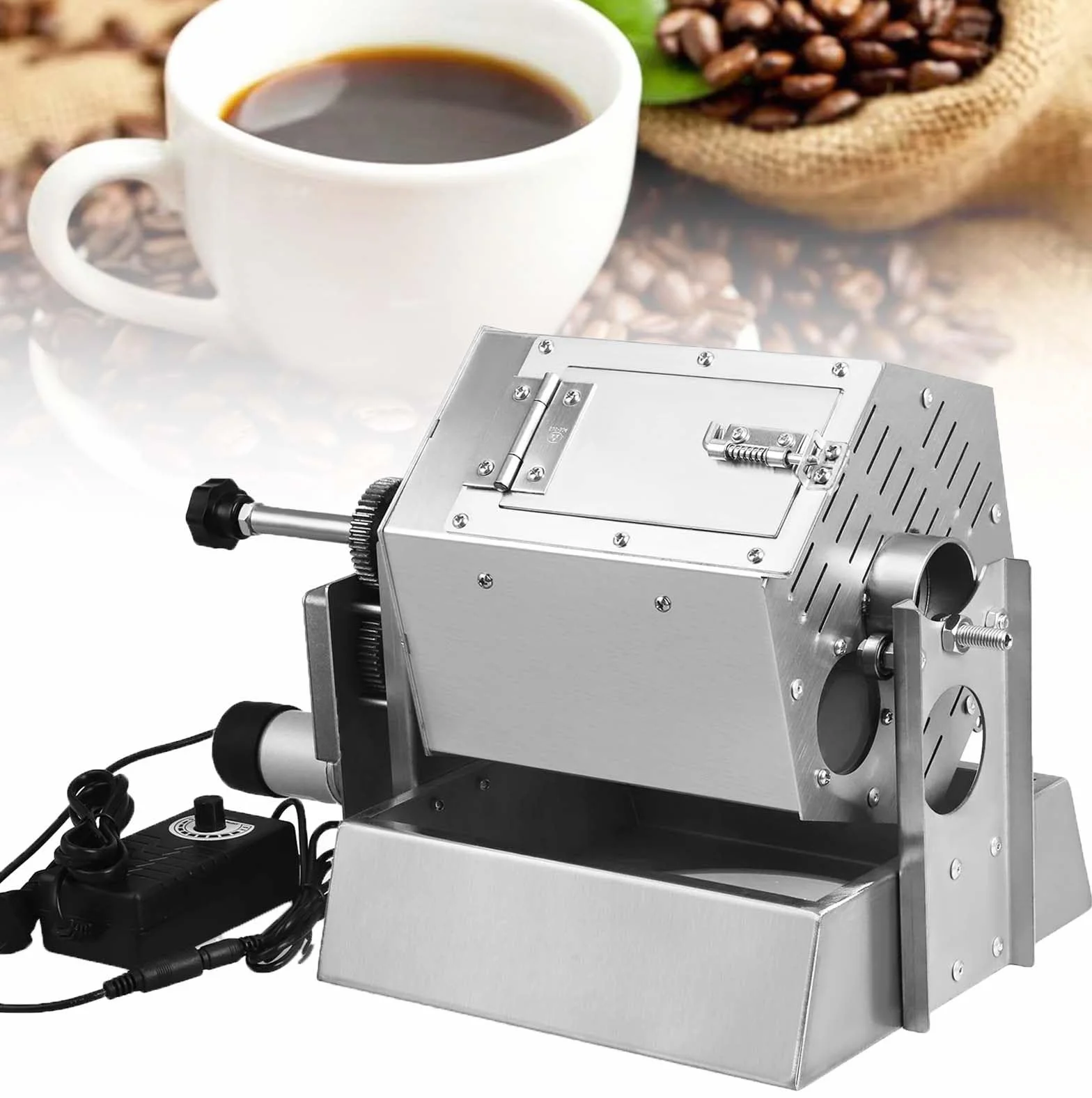 Torréfacteur de Grains de café 5L Commercial en Acier Inoxydable Type Tambour à gaz