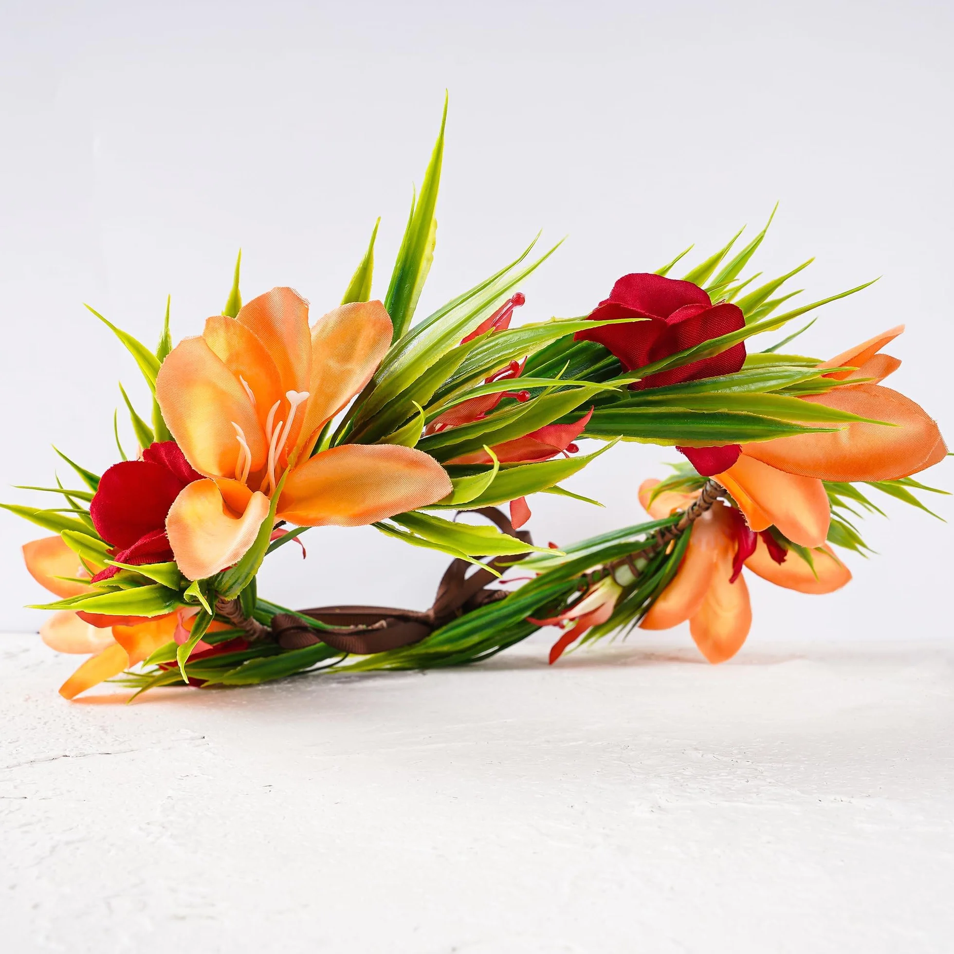 Couronne de Fleurs Hawaïen Tropicales Artificielles Lei Luau pour Filles et Femmes