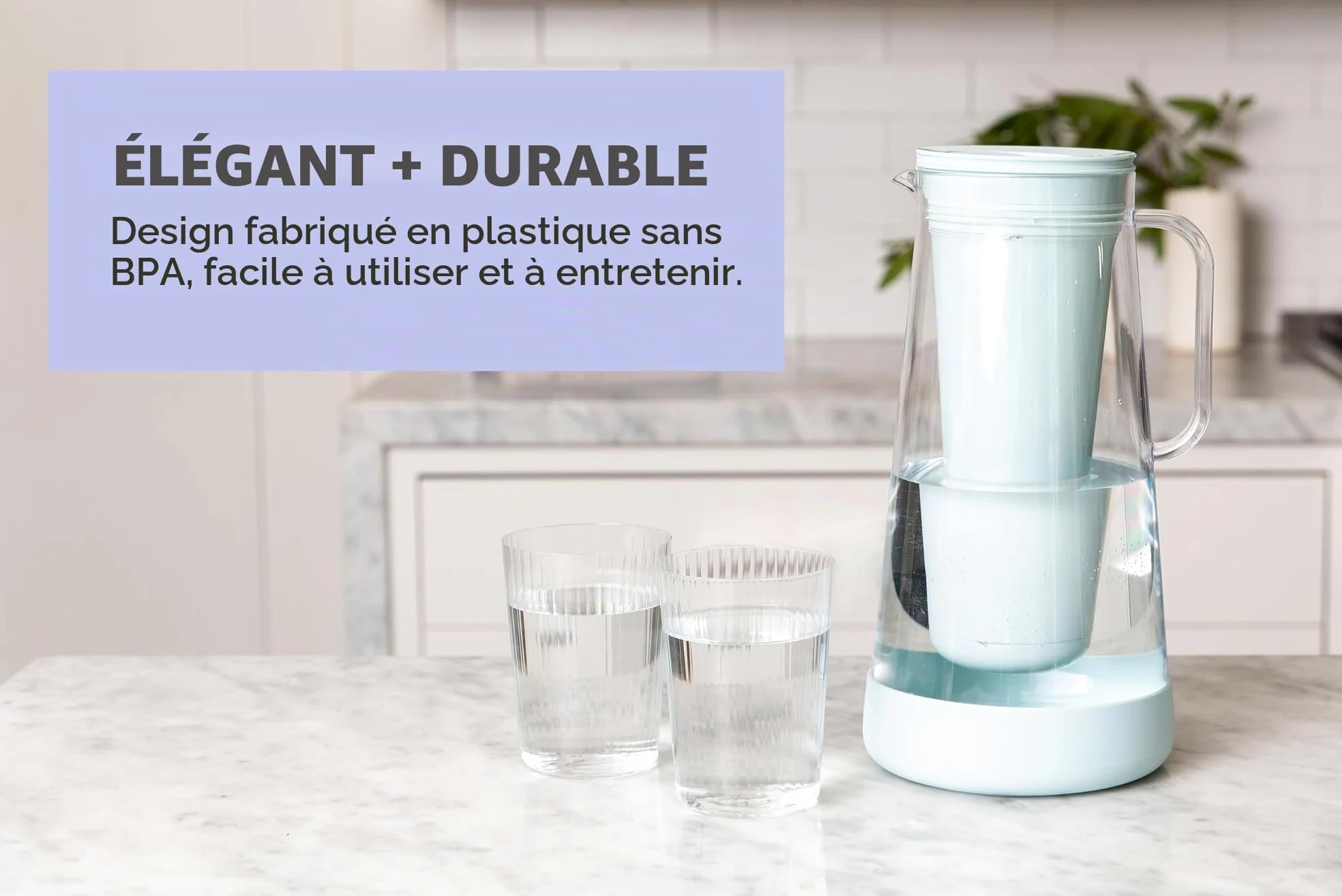 LifeStraw Home – Pichet filtre à eau, 10 tasses, bleu orage, sans BPA, conçu pour une protection quotidienne contre les bactéries, parasites, microplastiques, plomb, mercure, PFAS et une variété de