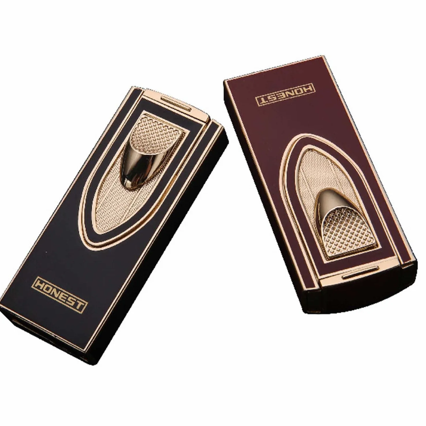 2PCS Briquet Cigare Flamme Bleue à Double Jet avec Fenêtre de Carburant Visible Cigare Punch Idée Cadeau Amoureux Clients Amis