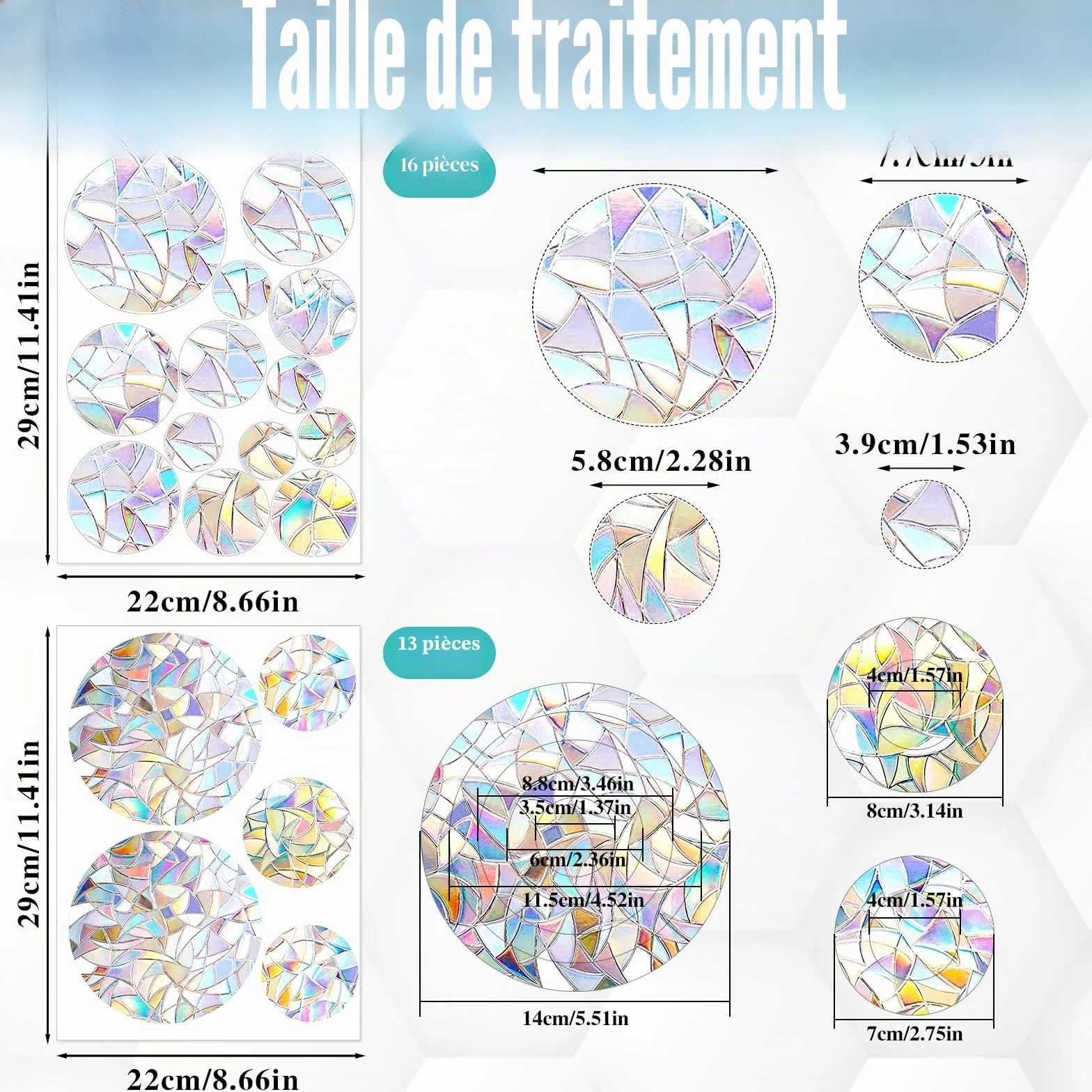 Abeillo Suncatcher Lot de 29 autocollants pour fenêtre Protection contre les oiseaux Anti-collision Autocollants réfléchissants