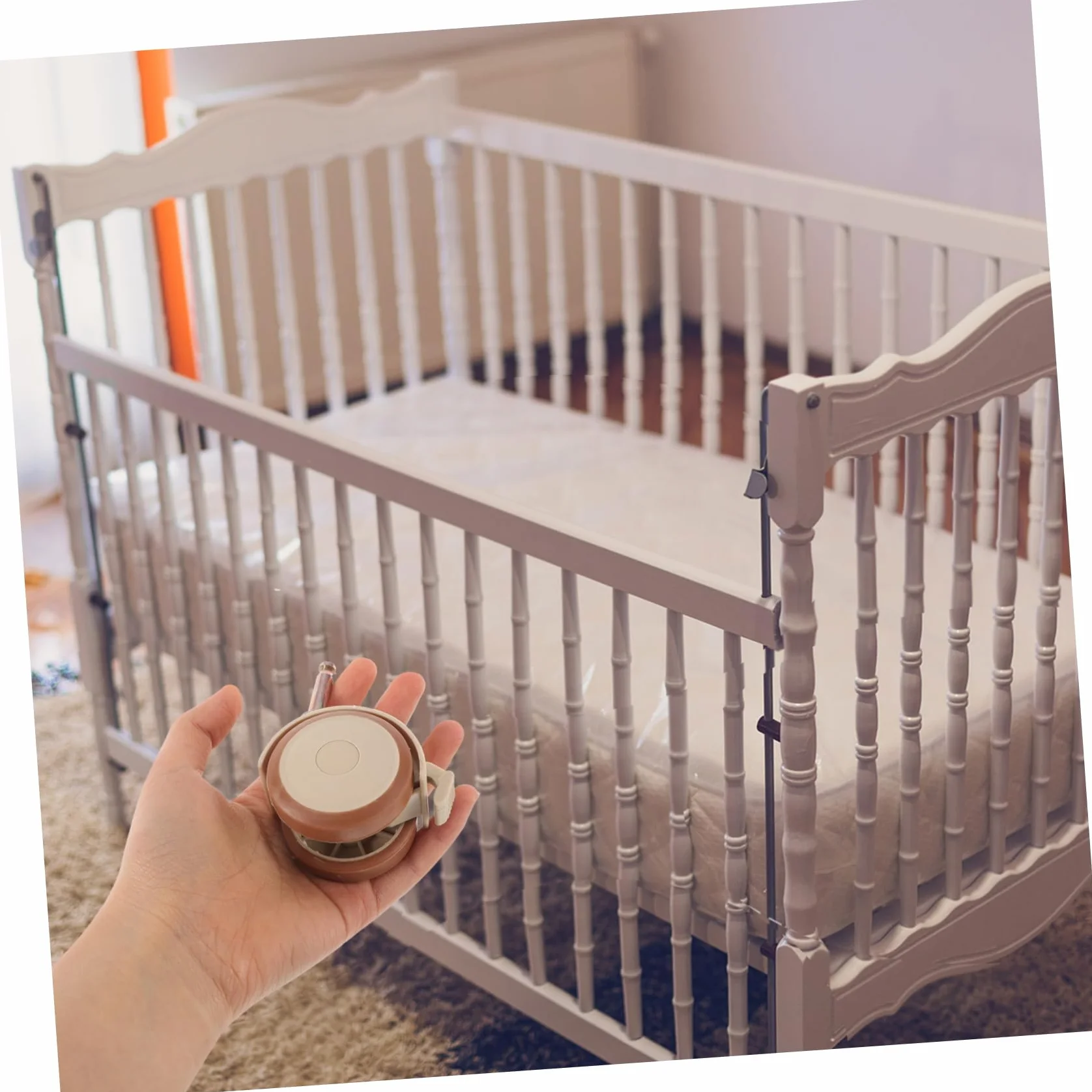 Roulettes Pivotantes en Caoutchouc Frein pour Lit Bébé, Roues Doubles Silencieuses Beige