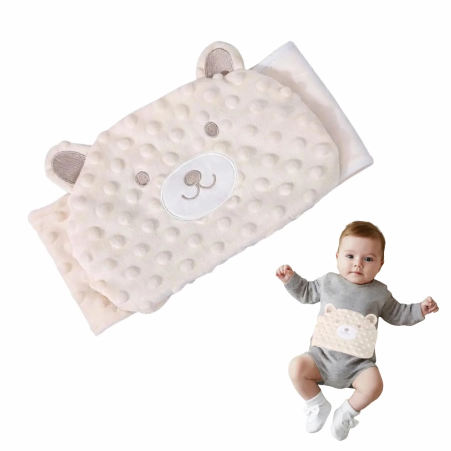Bouillotte Bebe Anti Colique Ceinture Chauffante Lavable Blanc Cassé