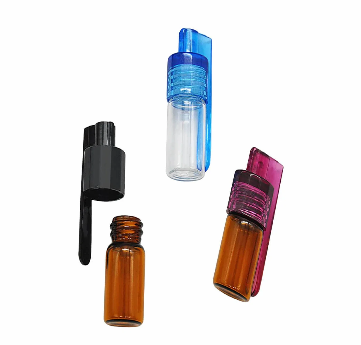 Lot de 5 flacons de poudre à épices 51 mm avec cuillère en verre et micro-entonnoir