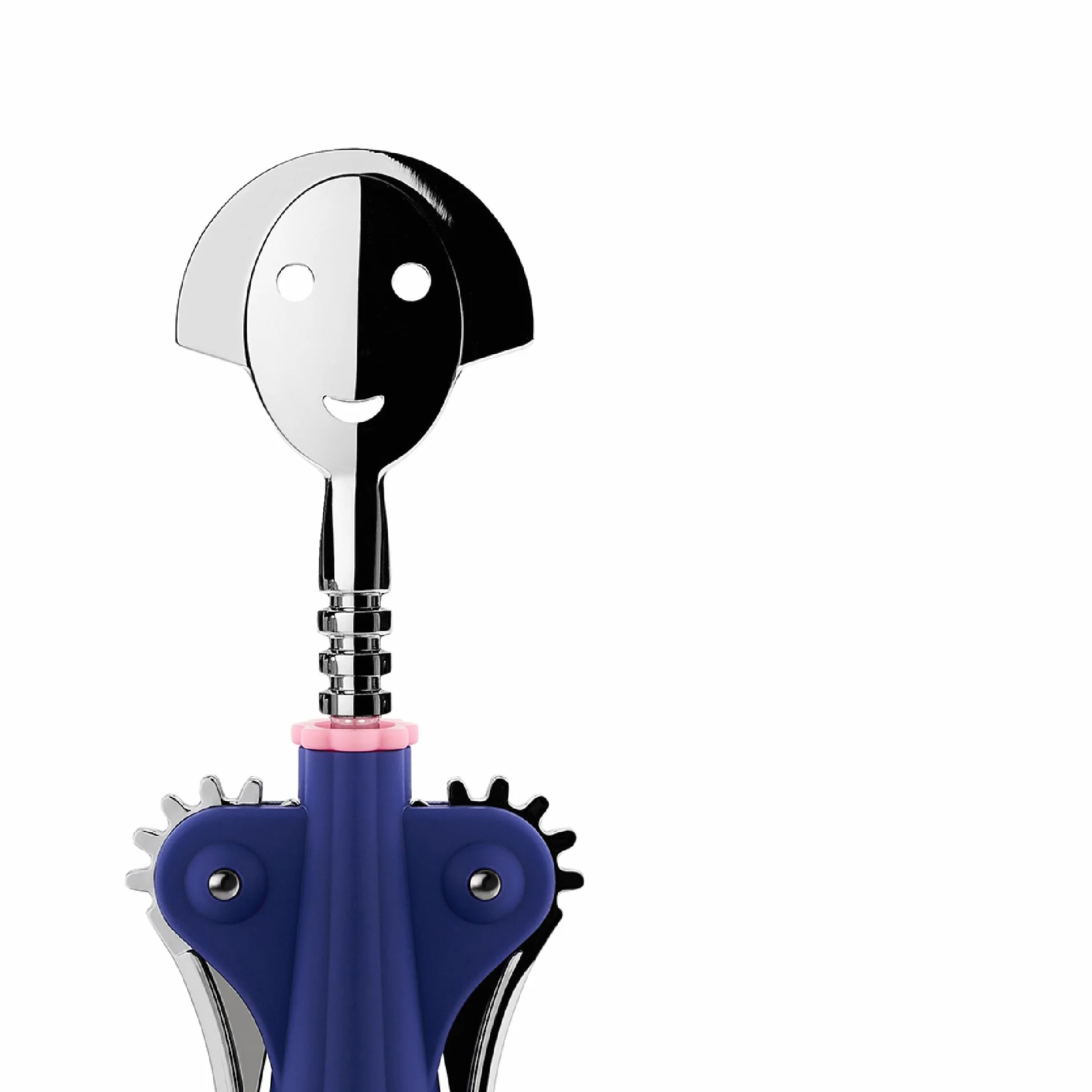 Alessi Anna G. AM01 DAZ - Tire-Bouchon Design, en Résine Thermoplastique et Zamak Chromé, Bleu