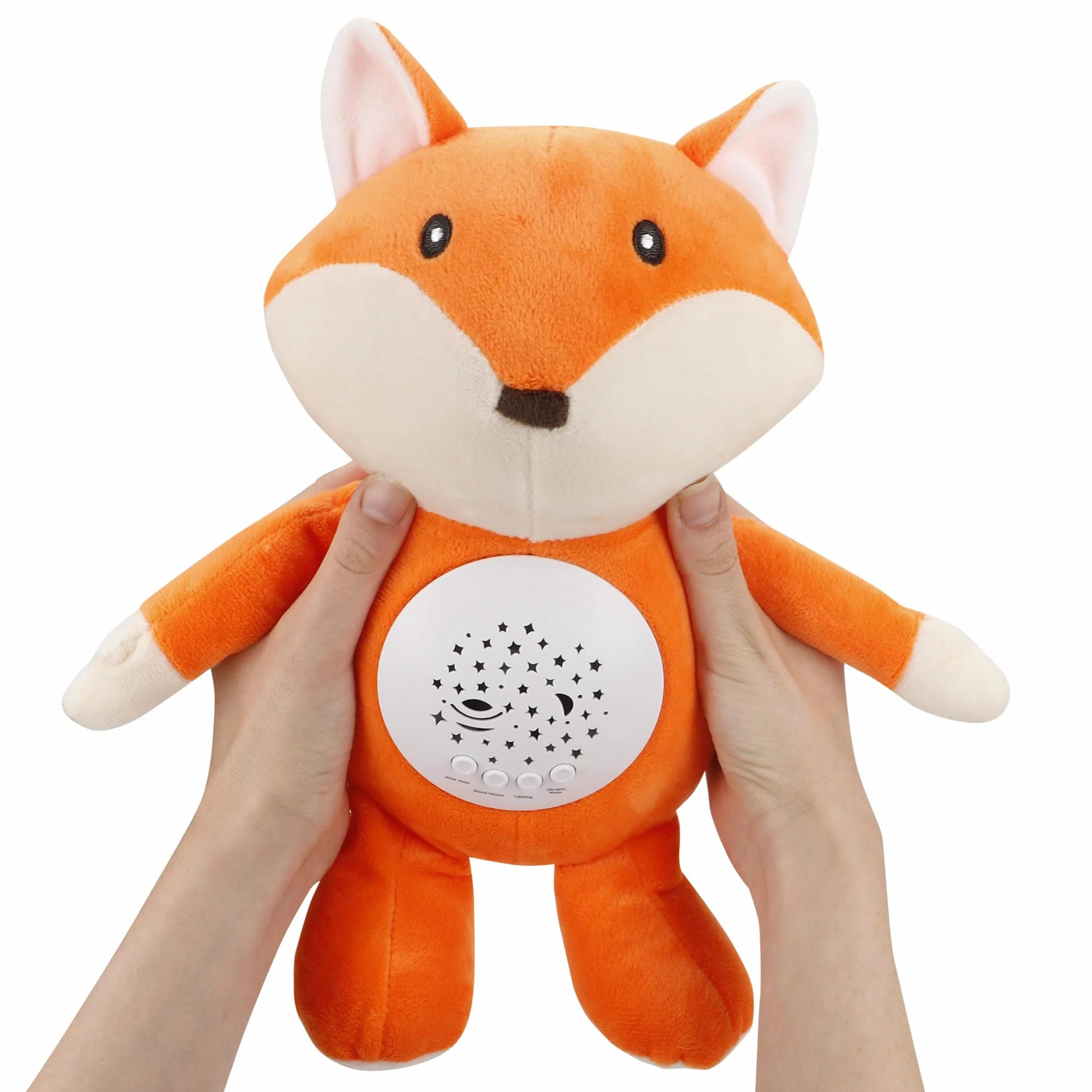 ColorBaby Genial Baby Projecteur étoiles renard 27 cm Veilleuse minuteur Peluche avec sons bruit blanc bébé